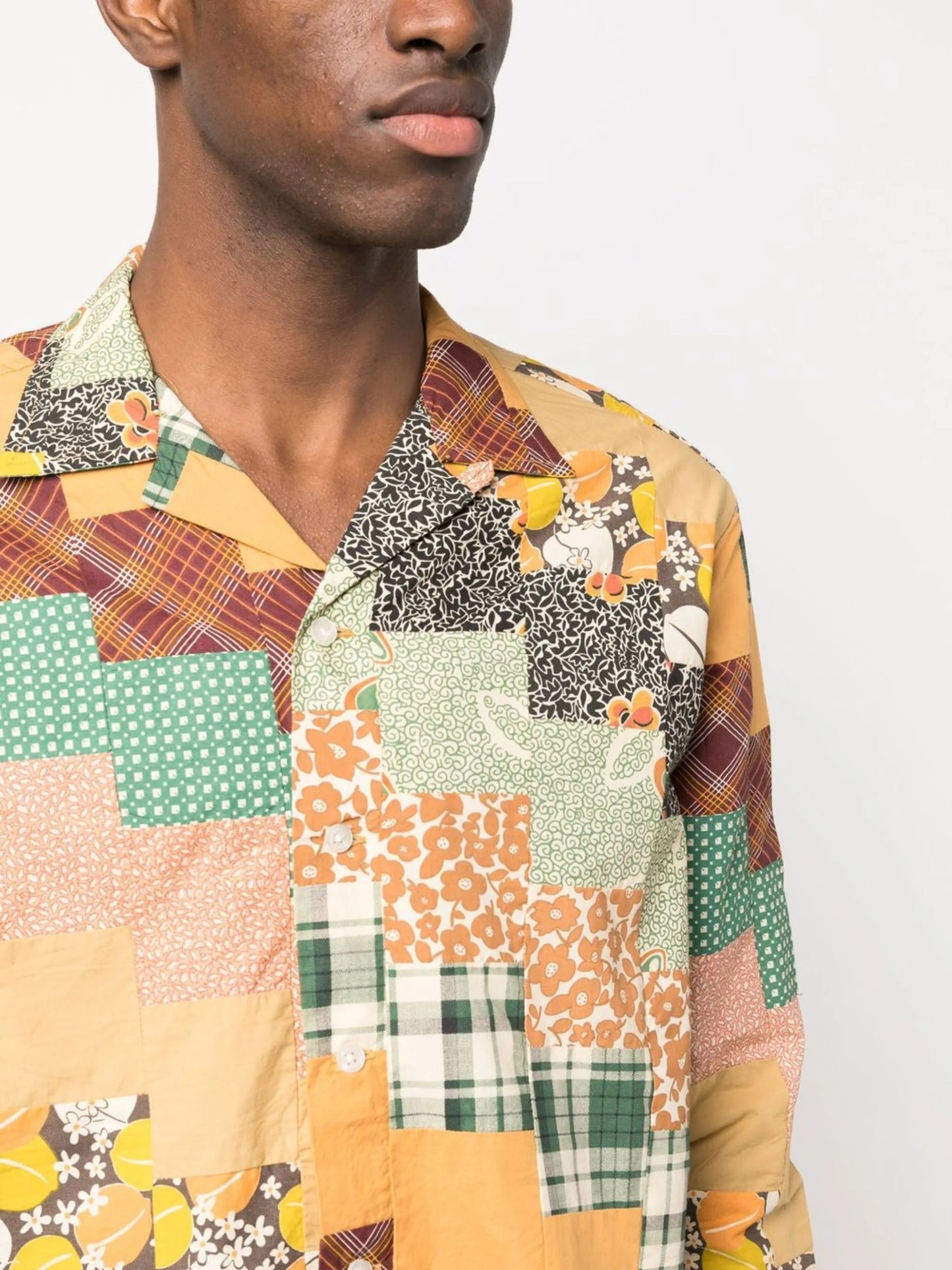 patchwork long-sleeve shirt