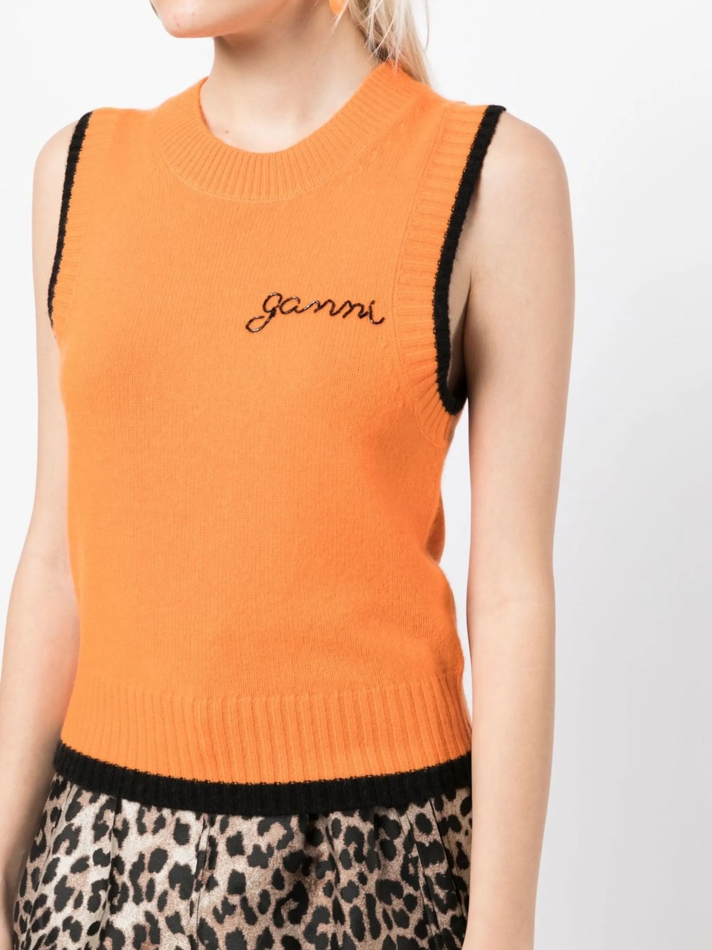 sleeveless wool-blend top