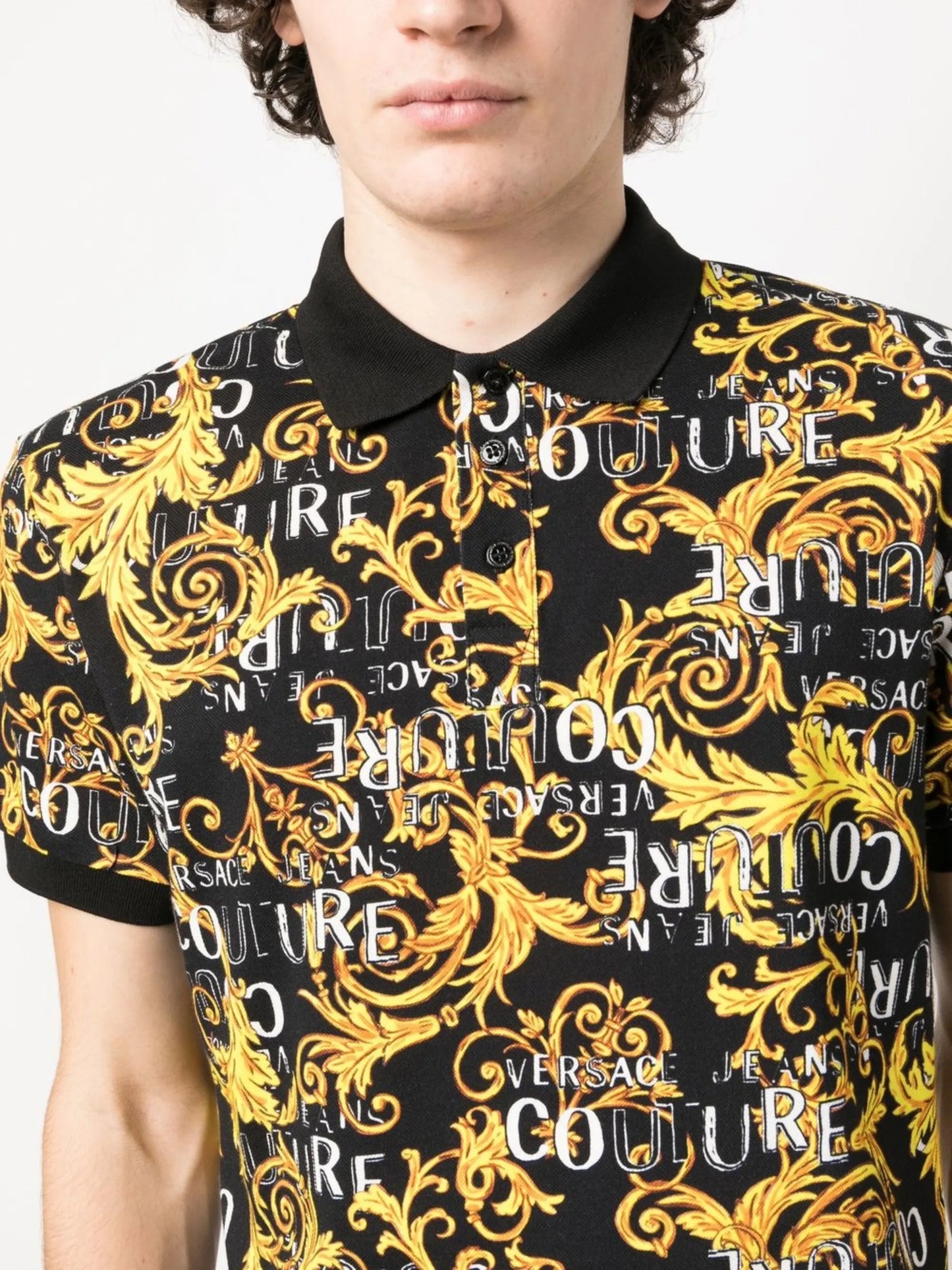 baroque-print polo shirt