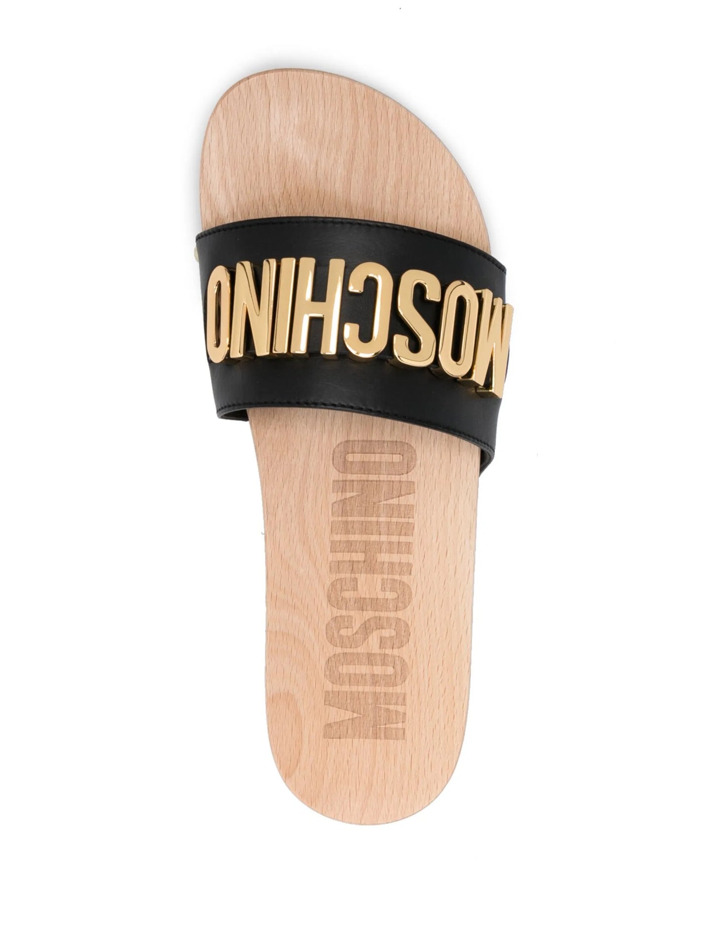 logo-lettering leather slides
