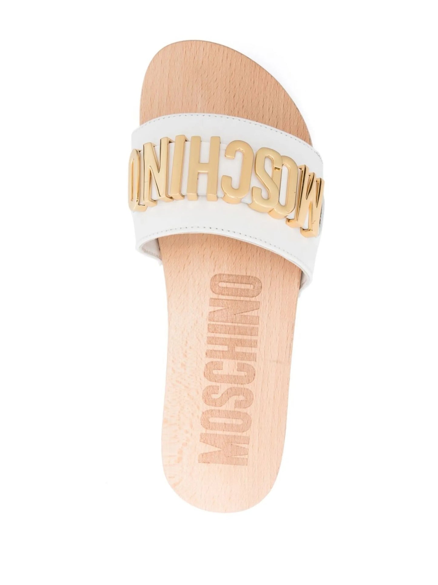 logo-lettering leather slide sandals