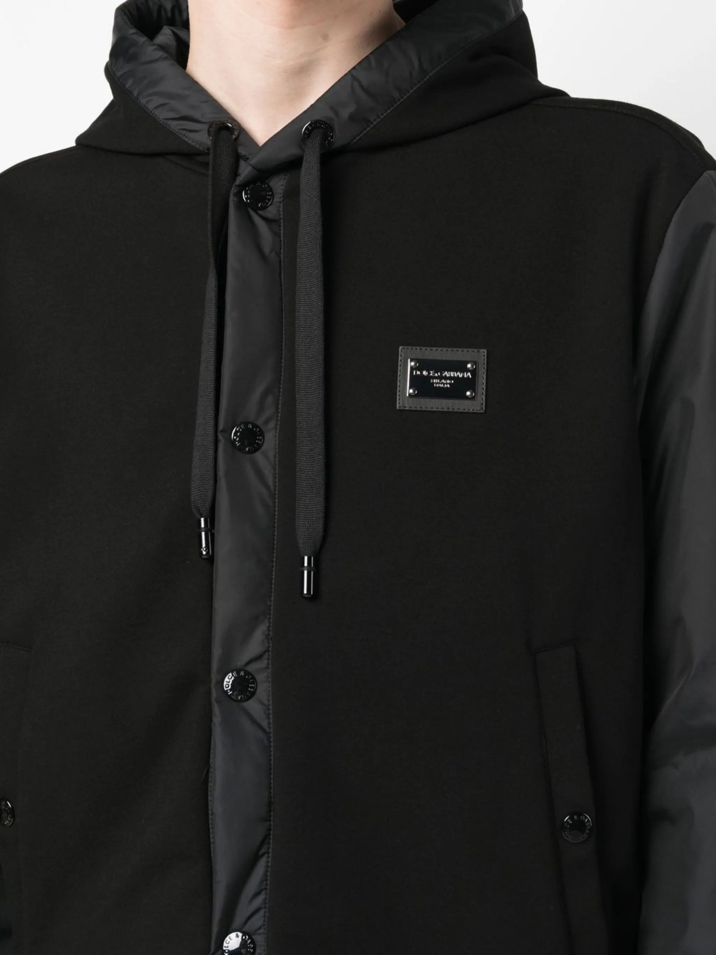 chest logo-plaque hooded jacket