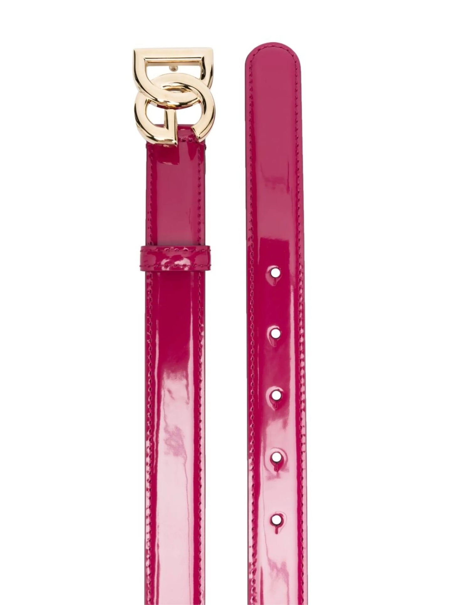 patent leather logo-buckle belt