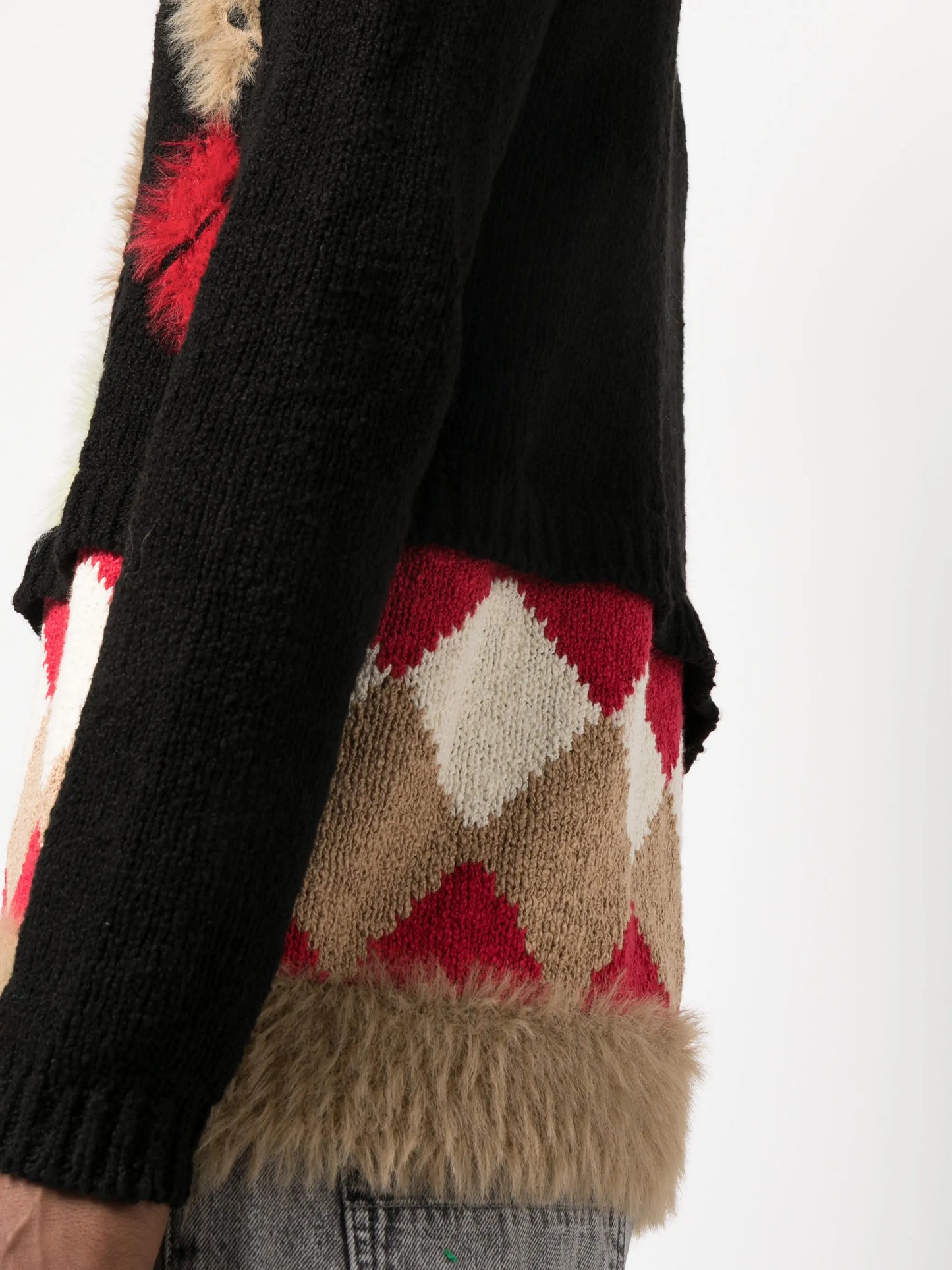 argyle-pattern brushed cotton jumper