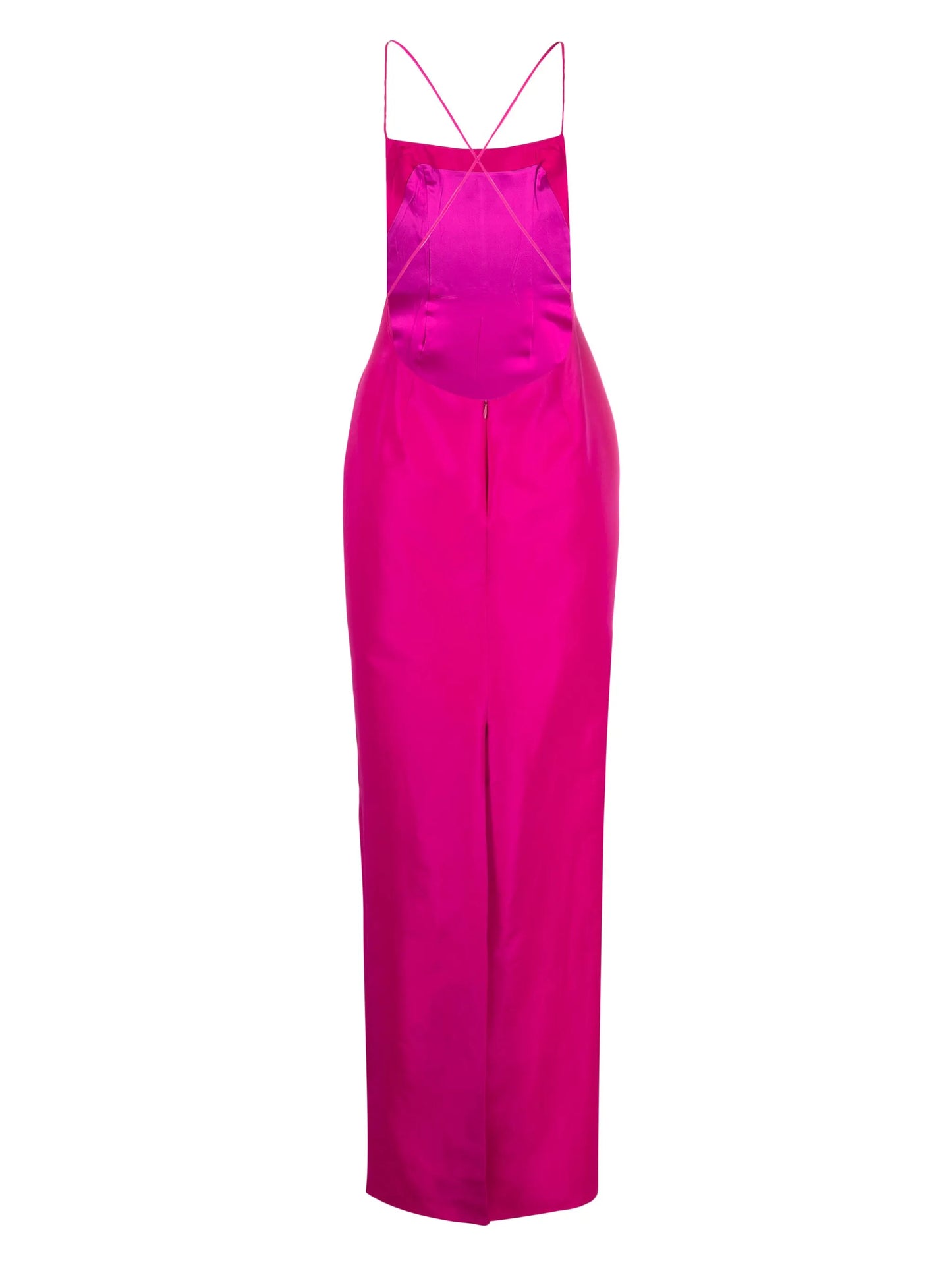 criss-cross straps backless gown