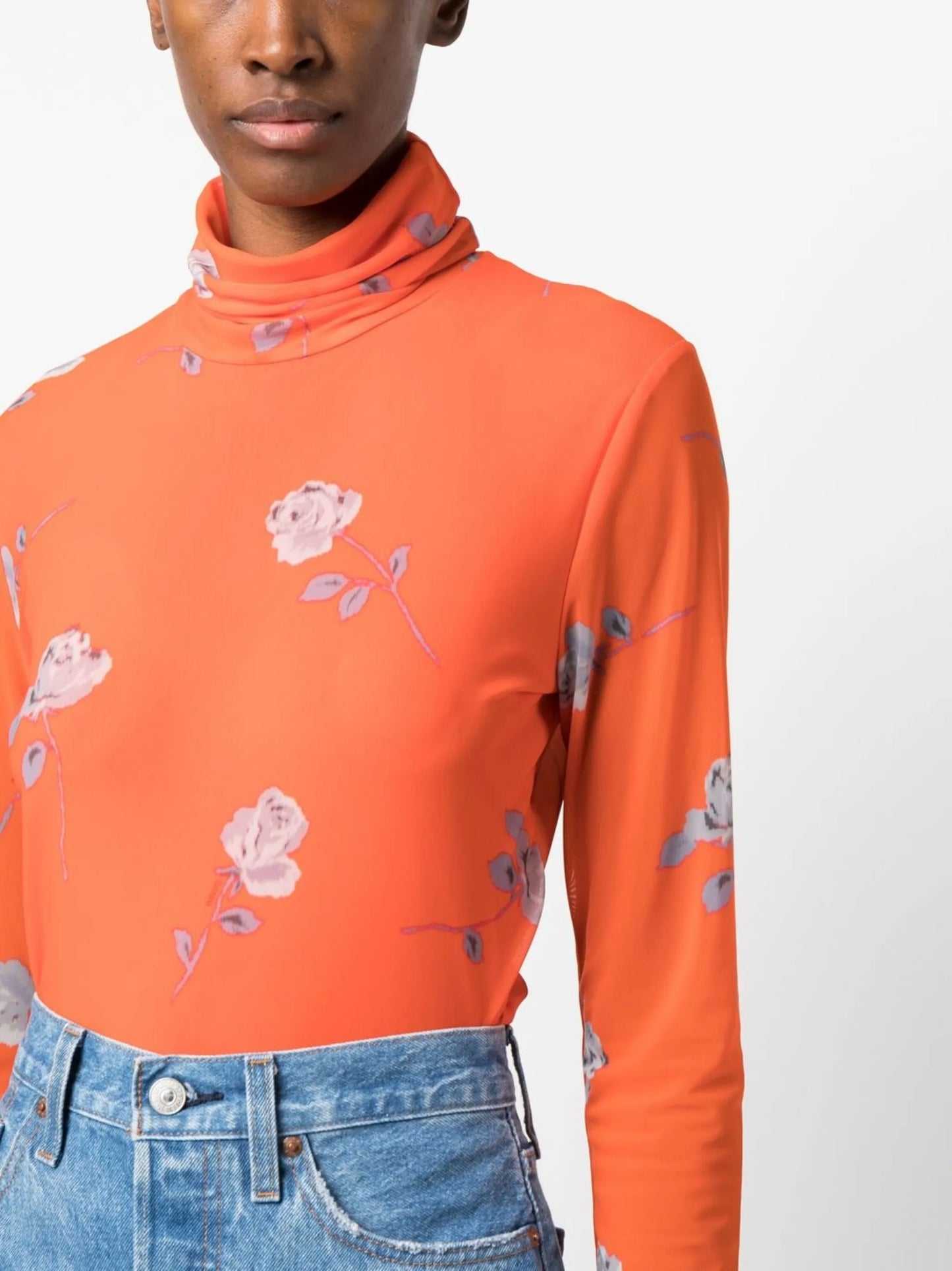 floral-print rollneck top