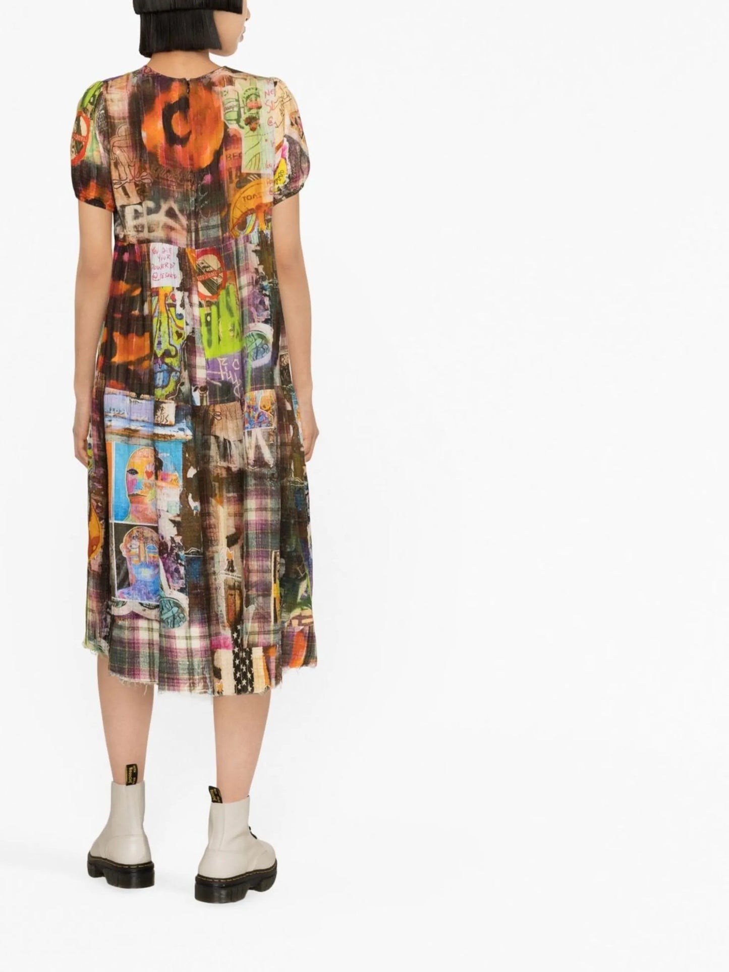 graffiti-print cotton dress