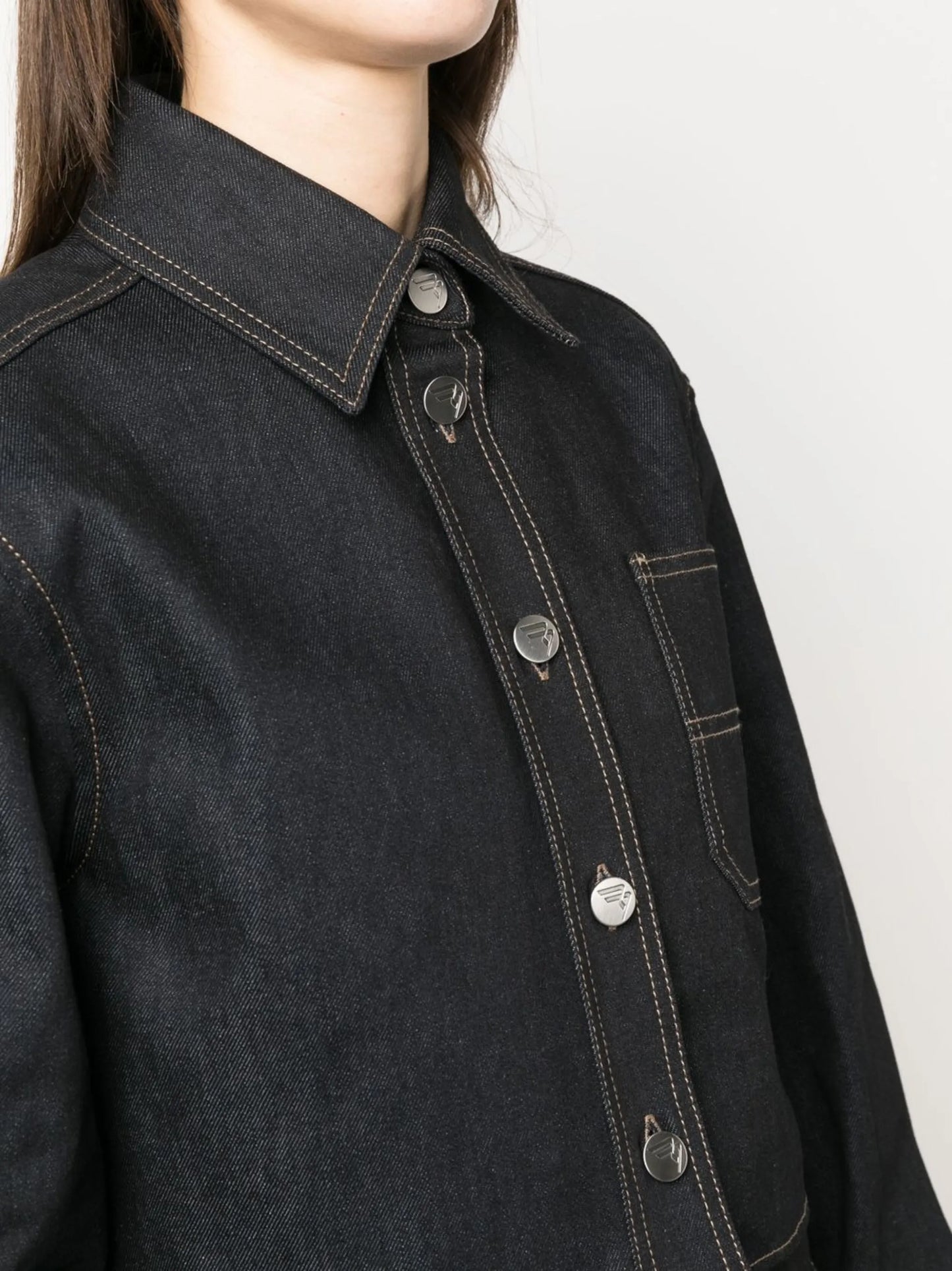 cropped denim shirt