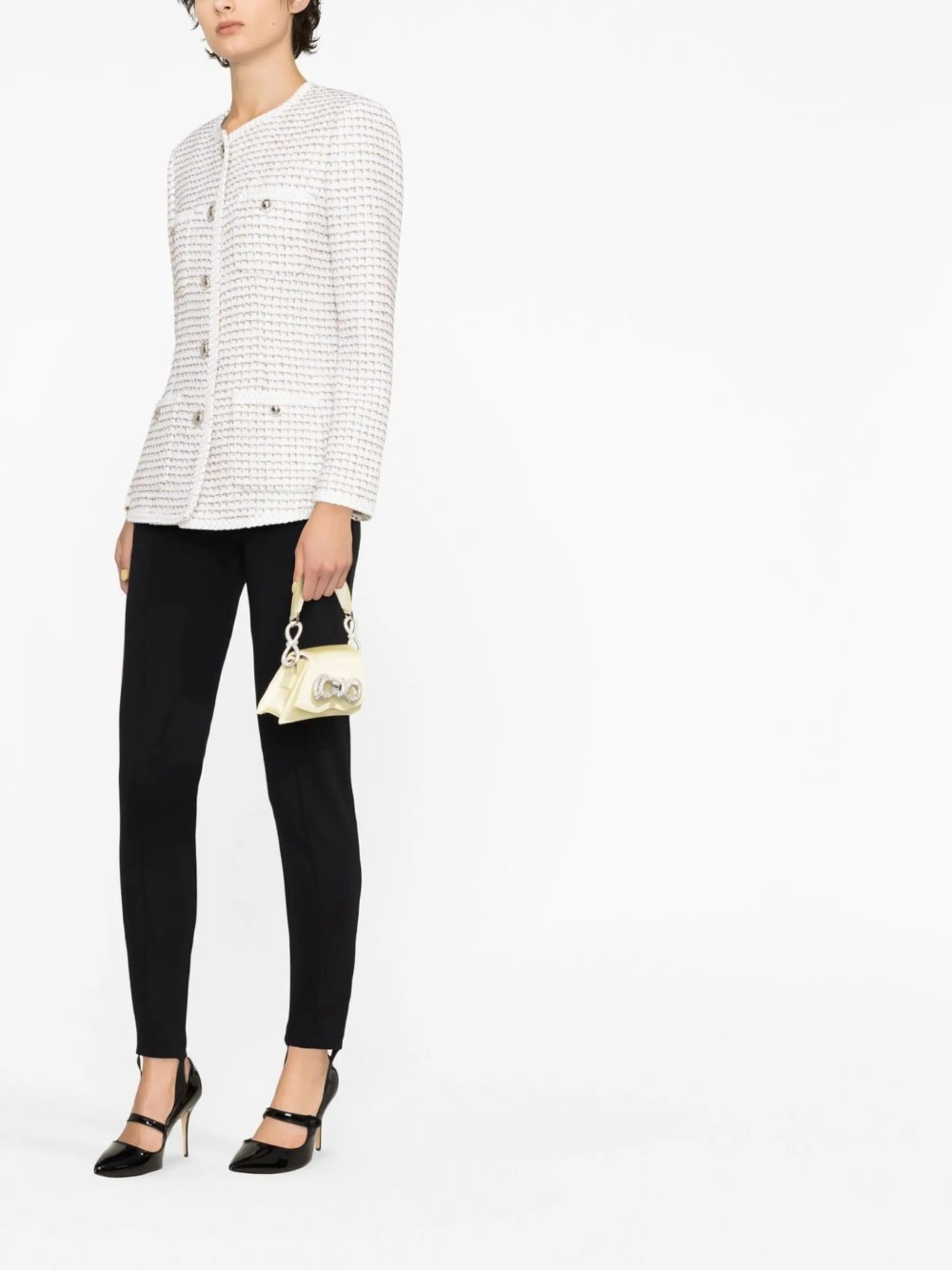 round-neck buttoned jacket