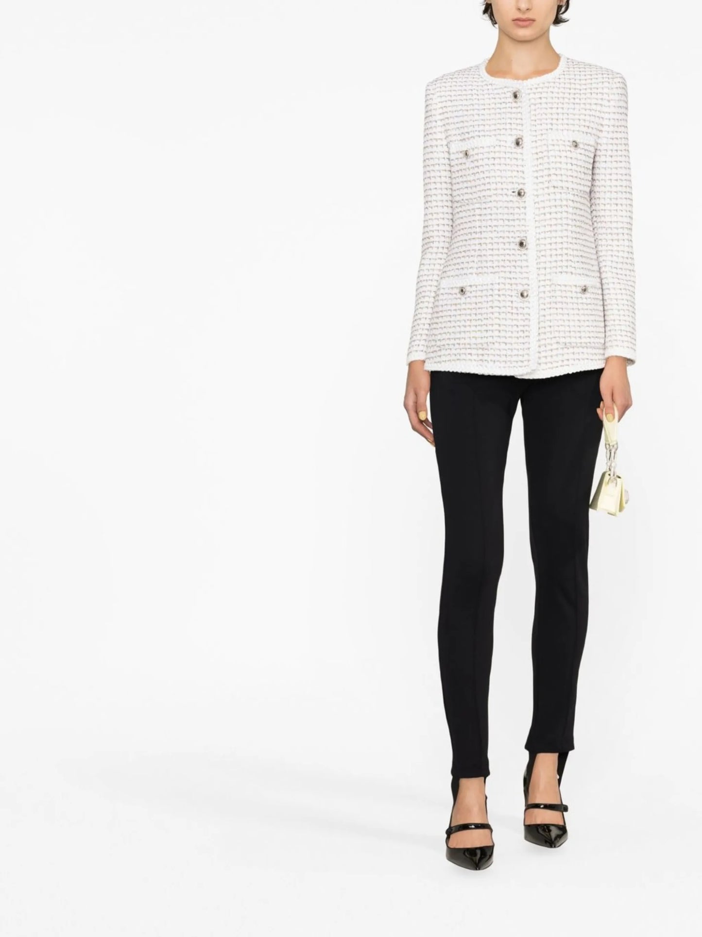 round-neck buttoned jacket
