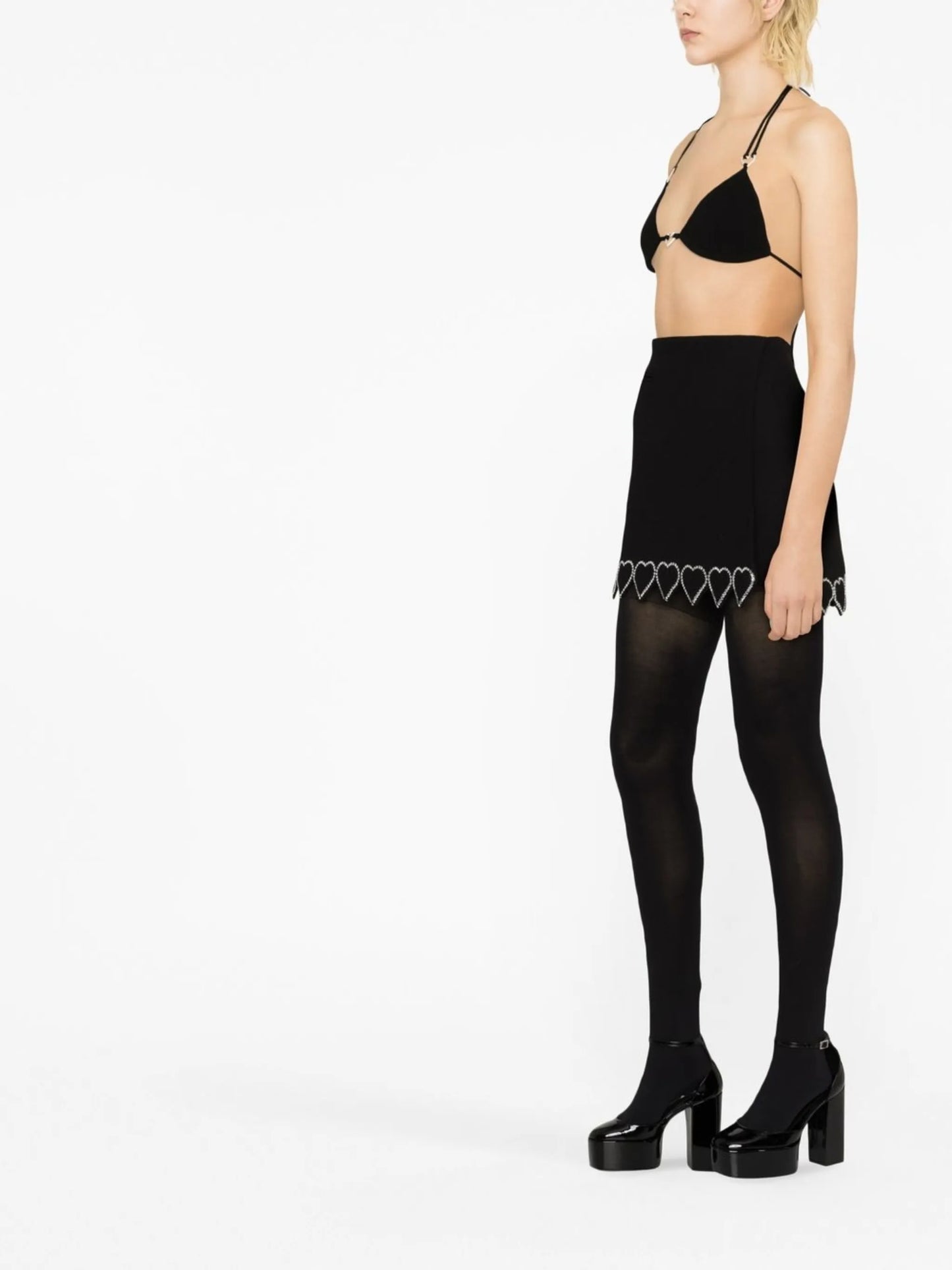 heart-motif ribbed bikini