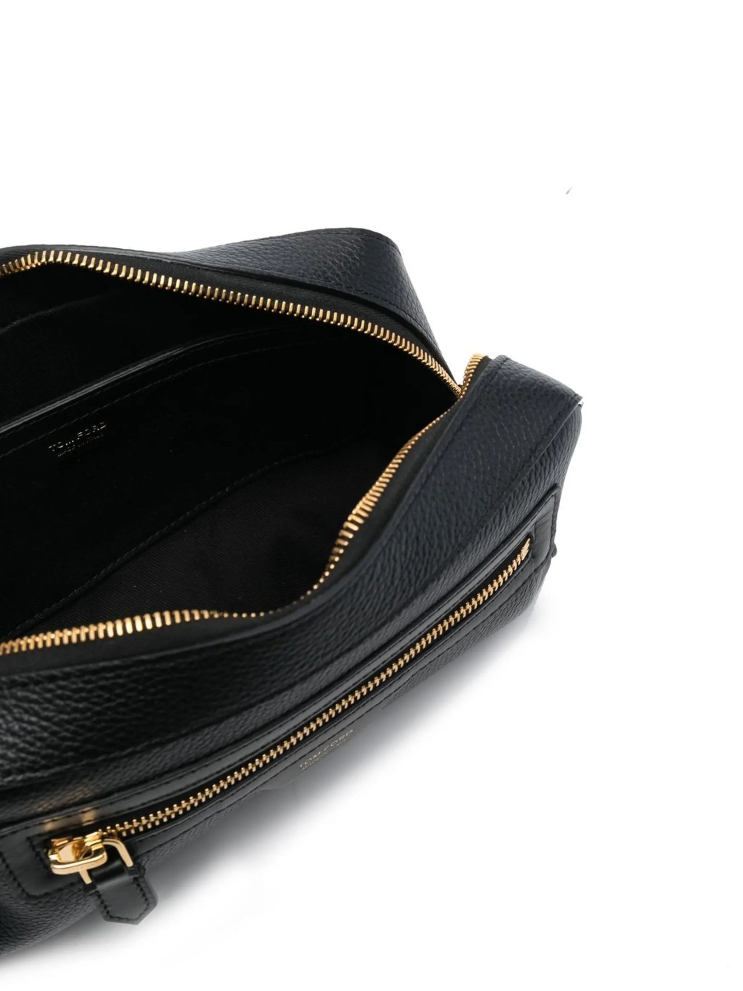 grained-leather logo-stamp wash bag