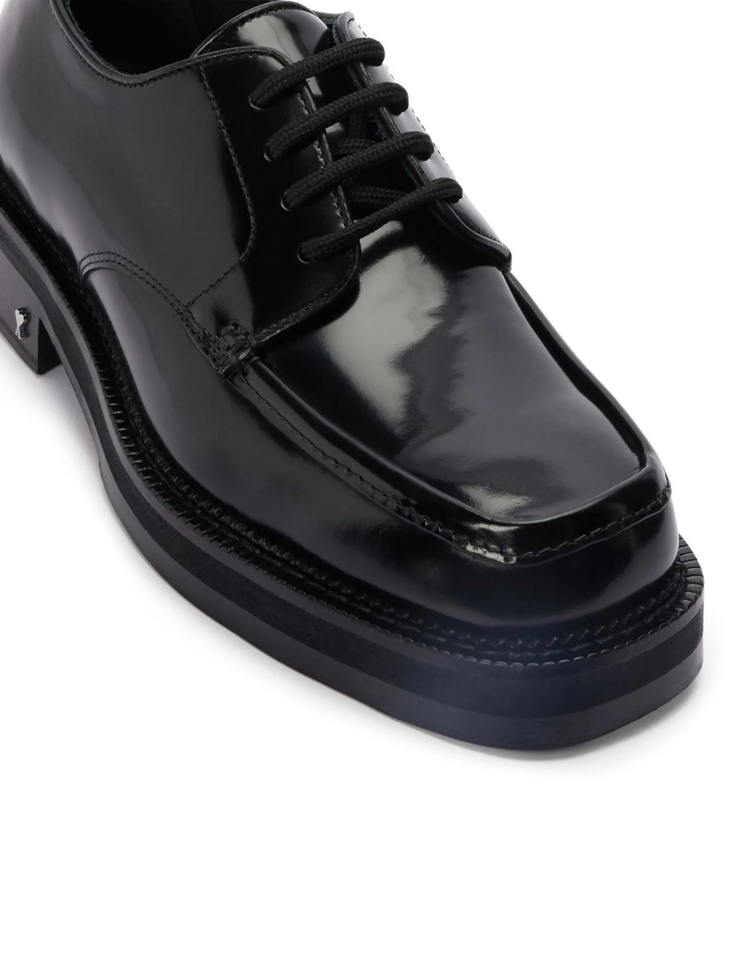 square-toe brushed leather derby shoes