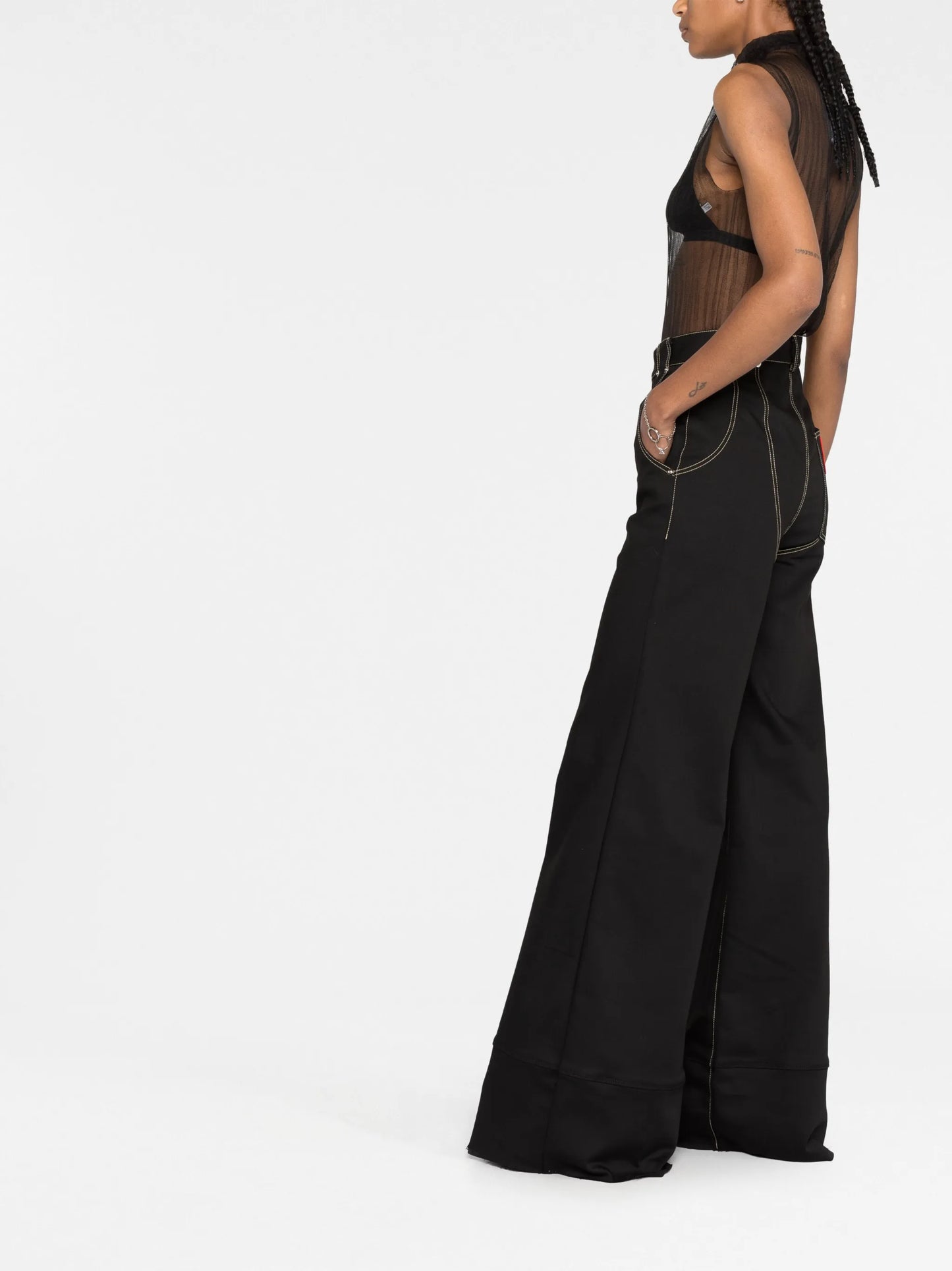 semi-sheer sleeveless top