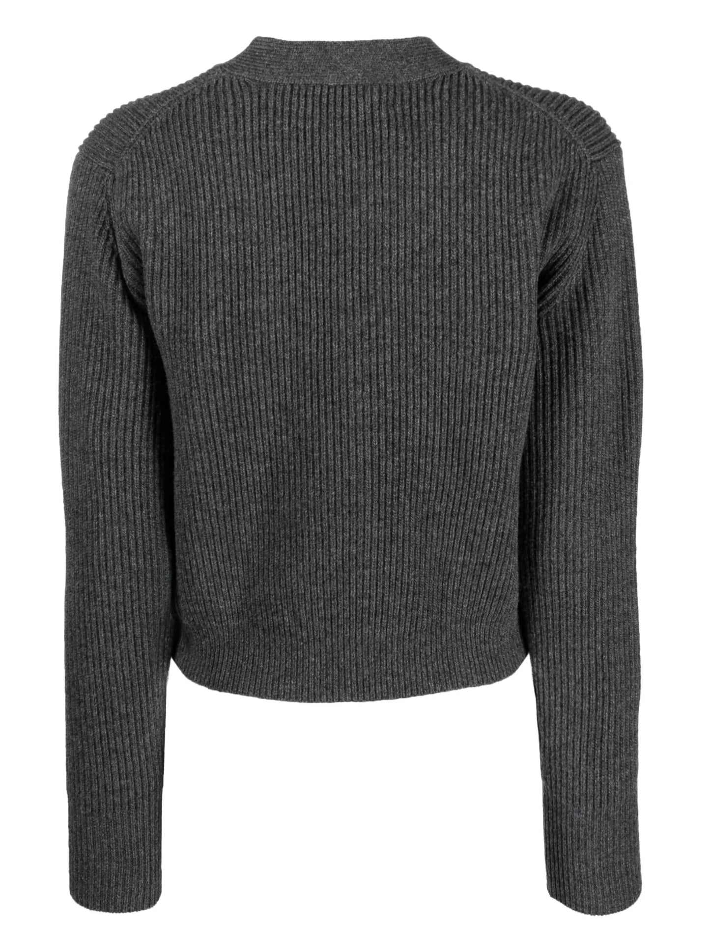 logo-patch wool cardigan