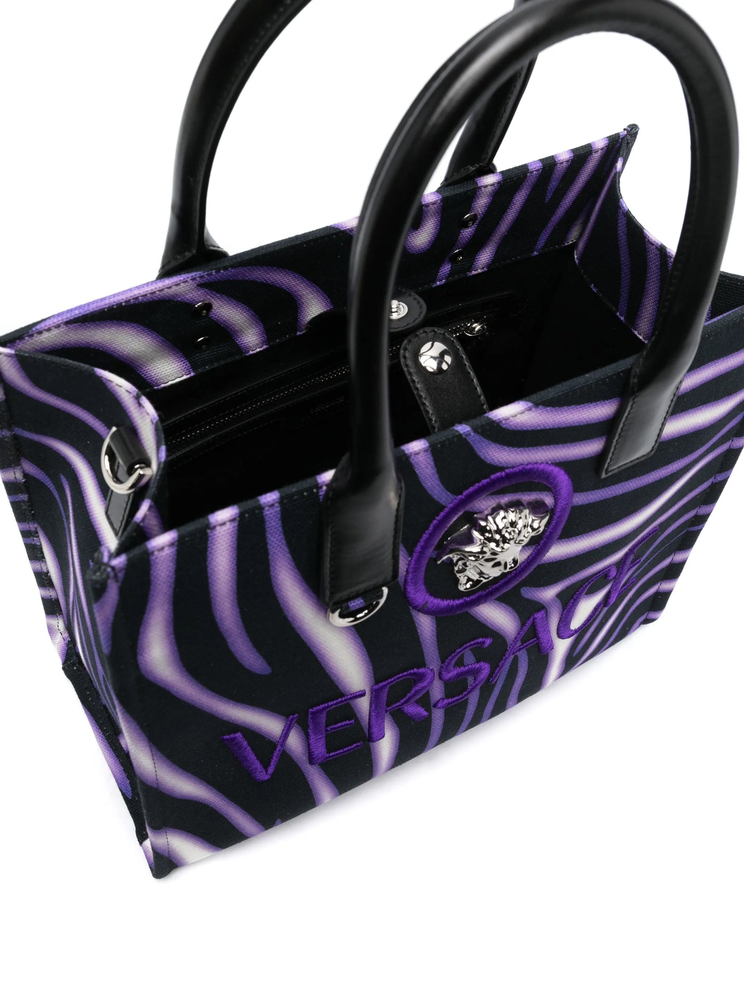 large zebra-print tote bag