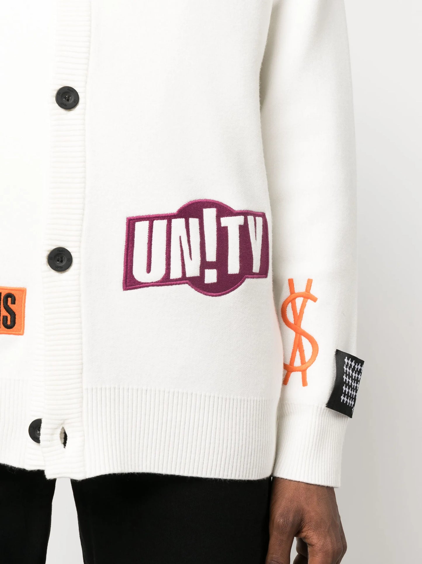 Collective logo-patch cardigan