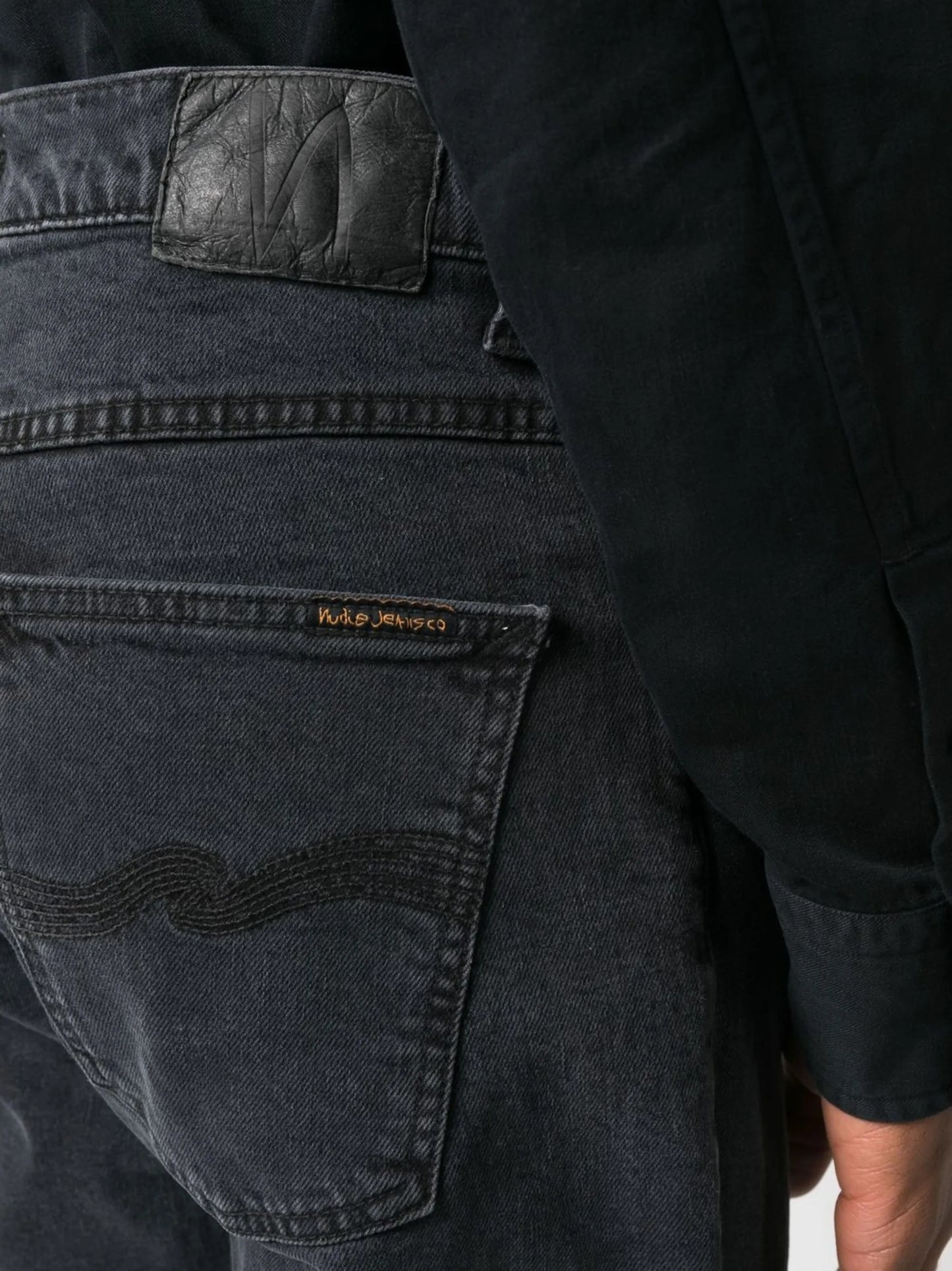 high-waisted straight-leg jeans