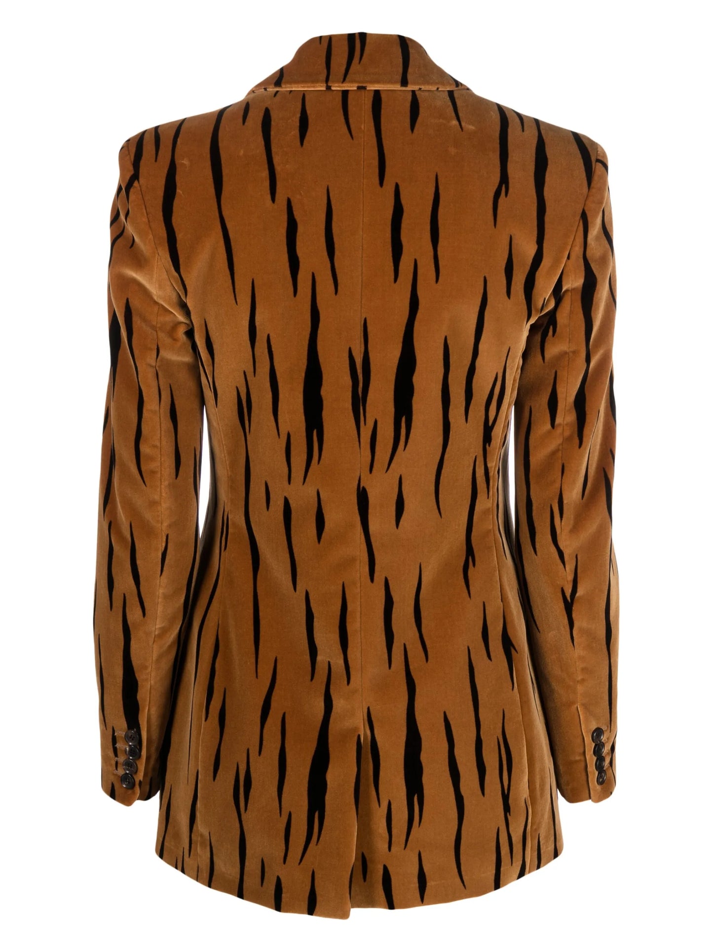 tiger-print double-breasted velvet blazer