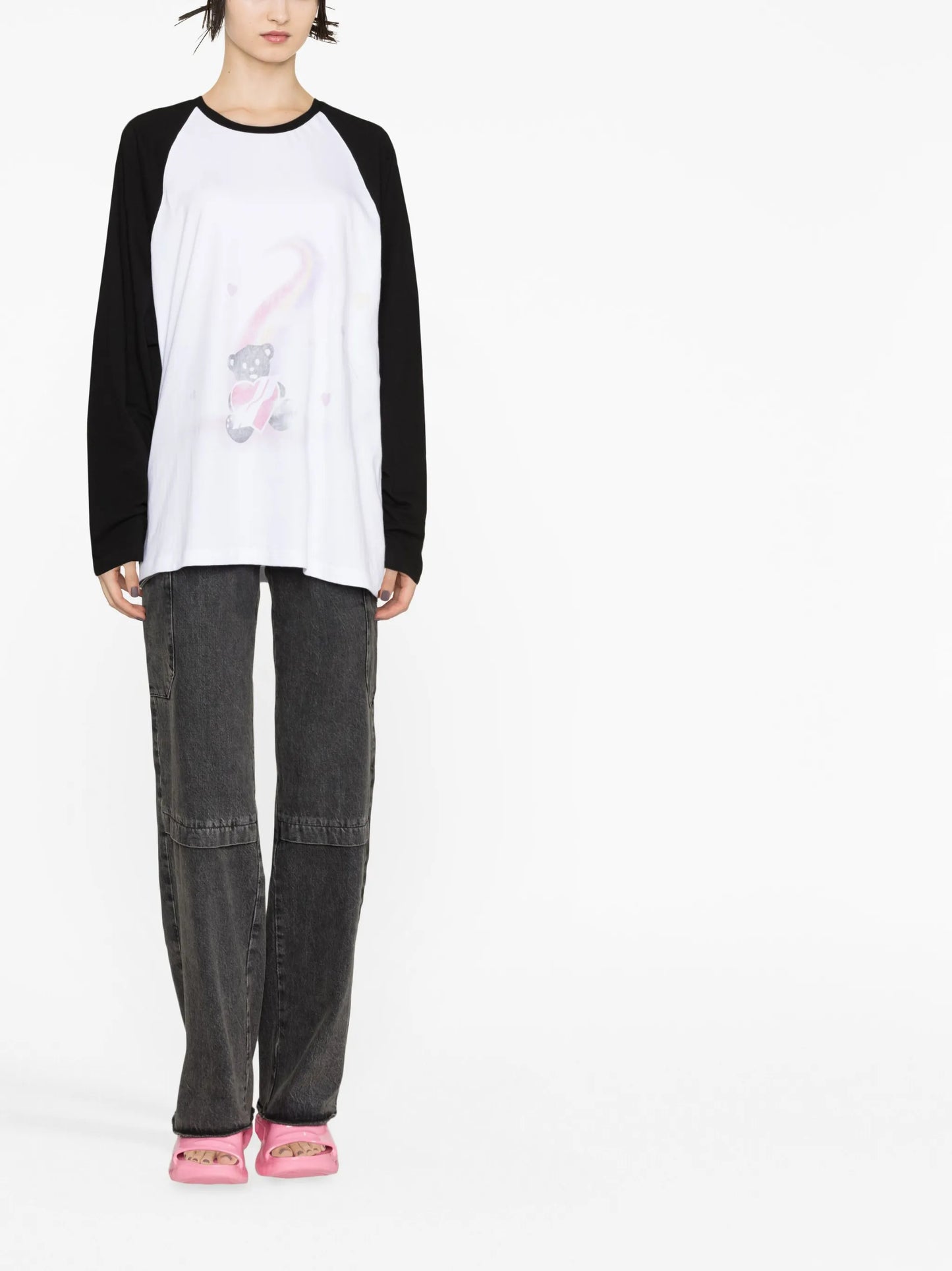 teddy-print long-sleeved T-shirt