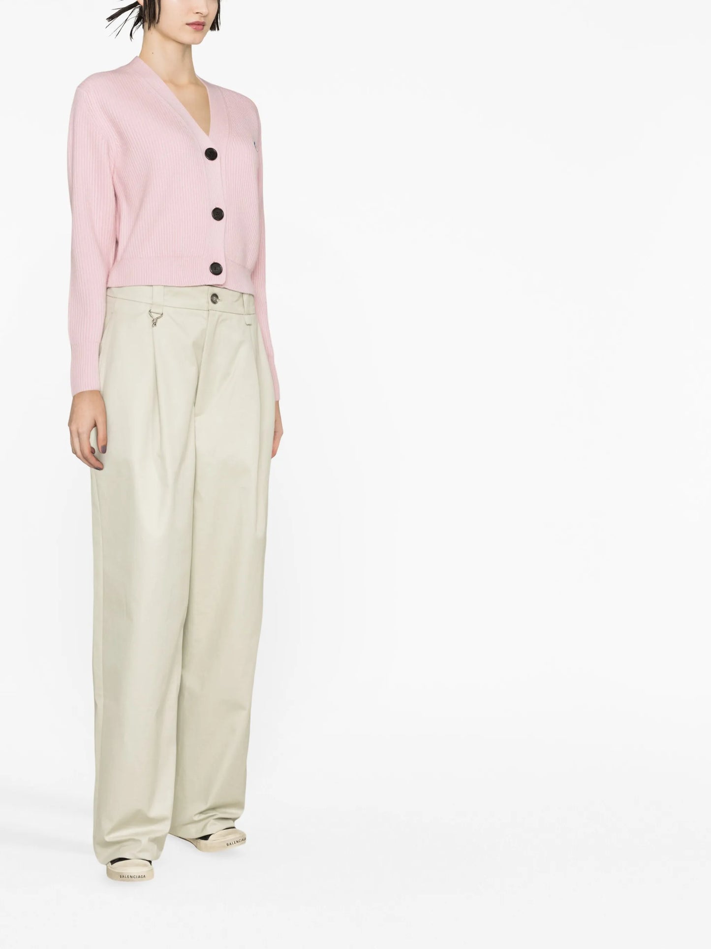 V-neck button-fastening cardigan
