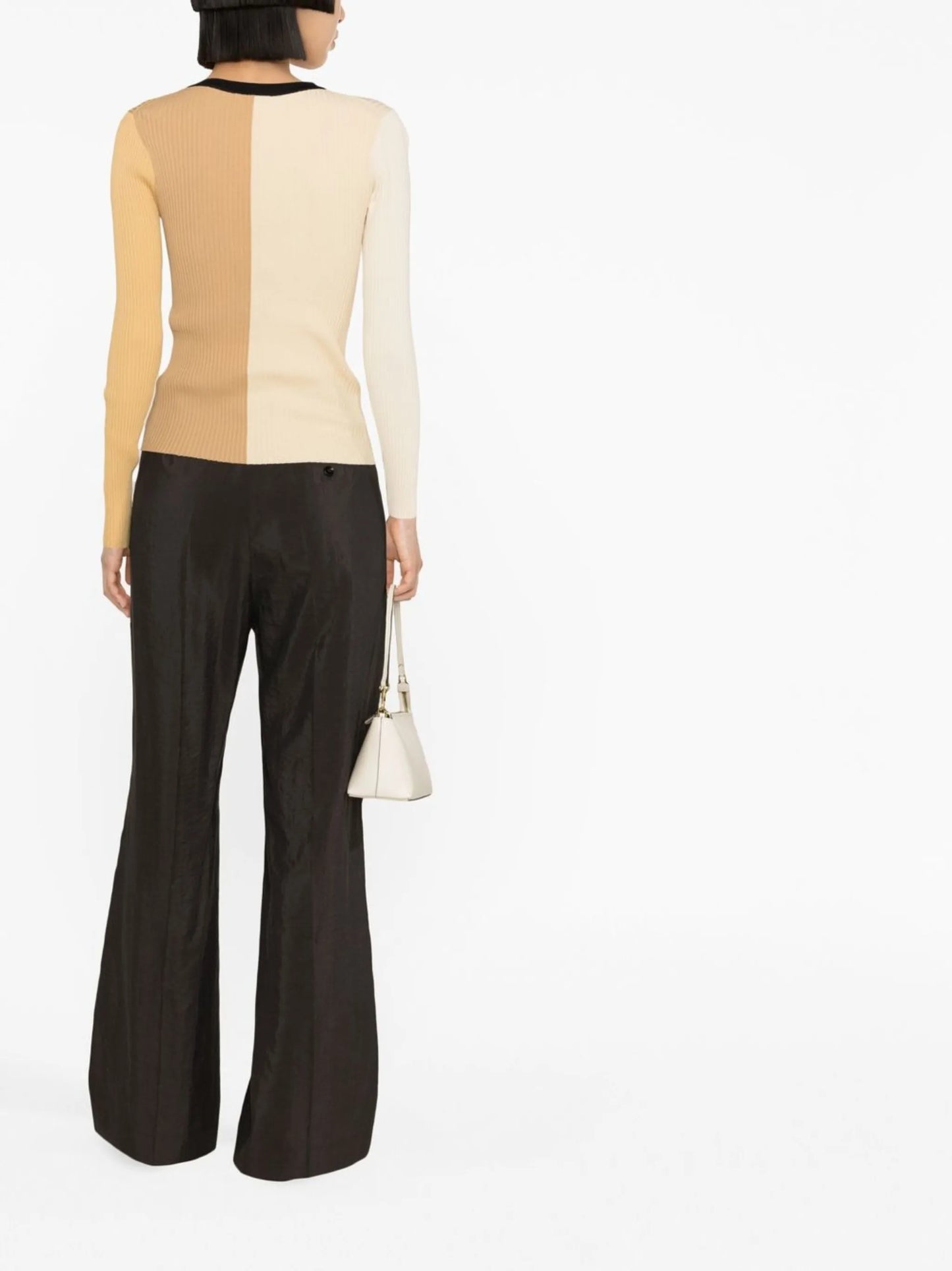 color-block ribbed knit cardigan