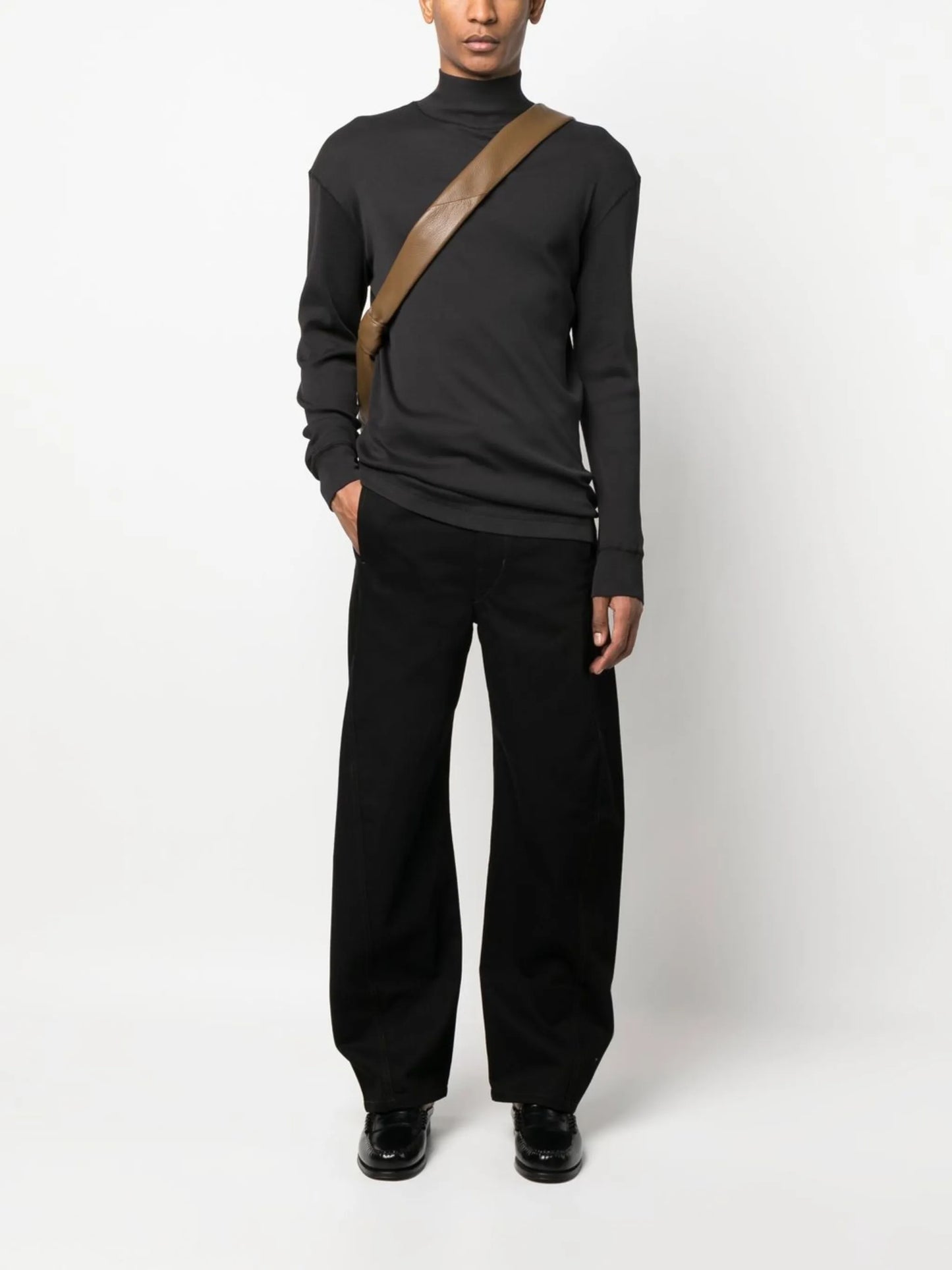 ribbed roll-neck cotton jumper