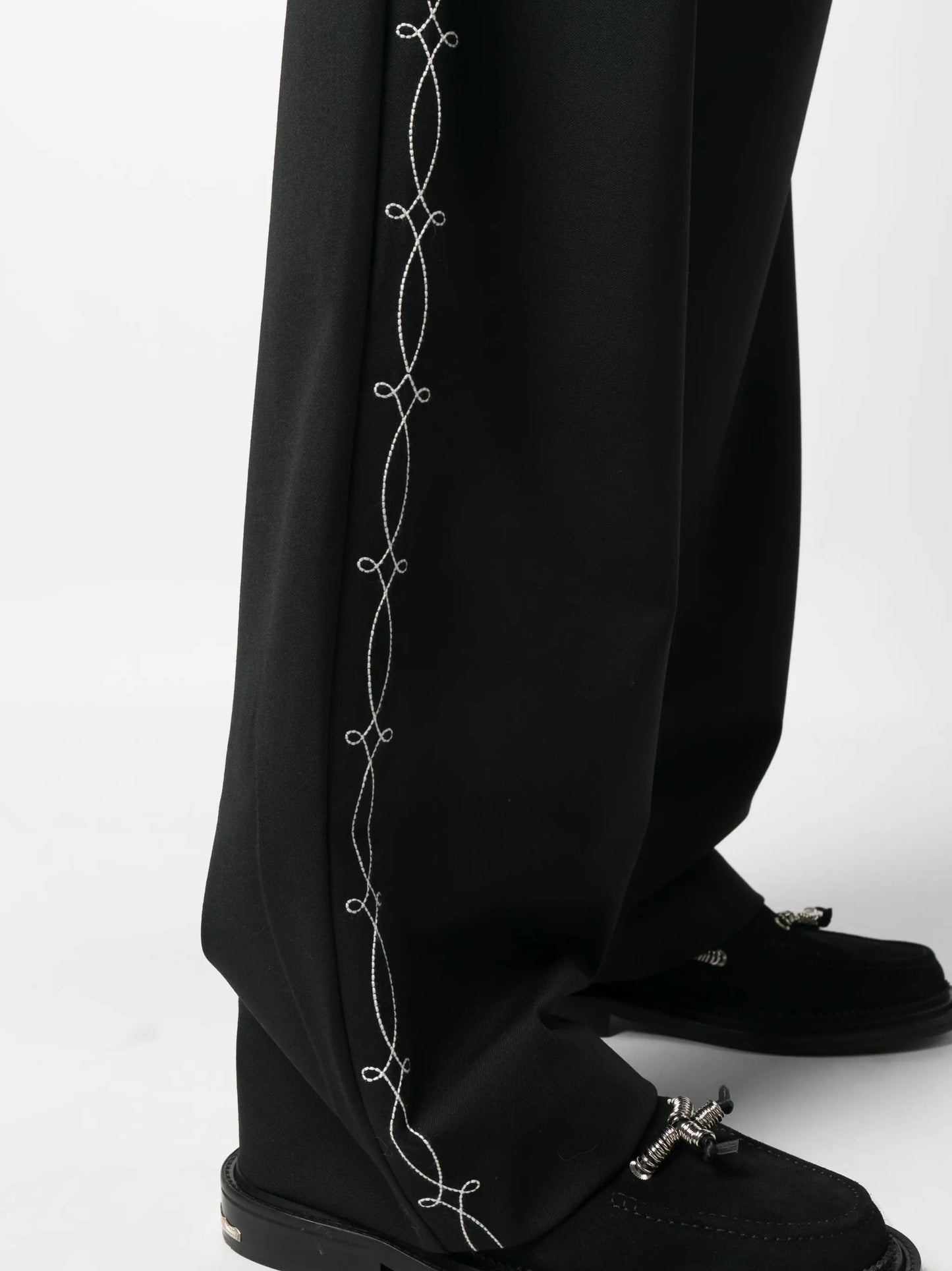 embroidered-design tailored trousers