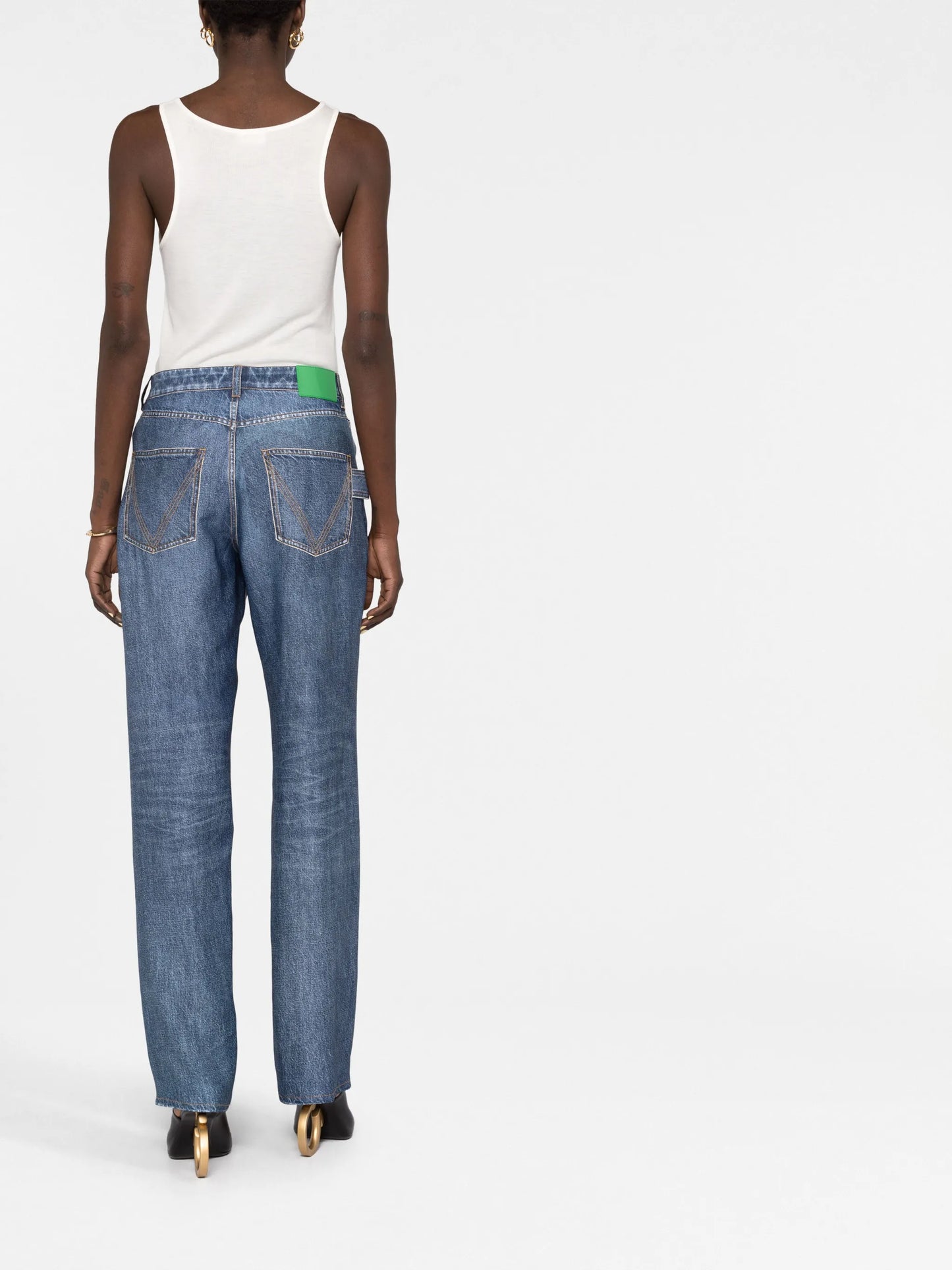 high-rise straight-leg jeans