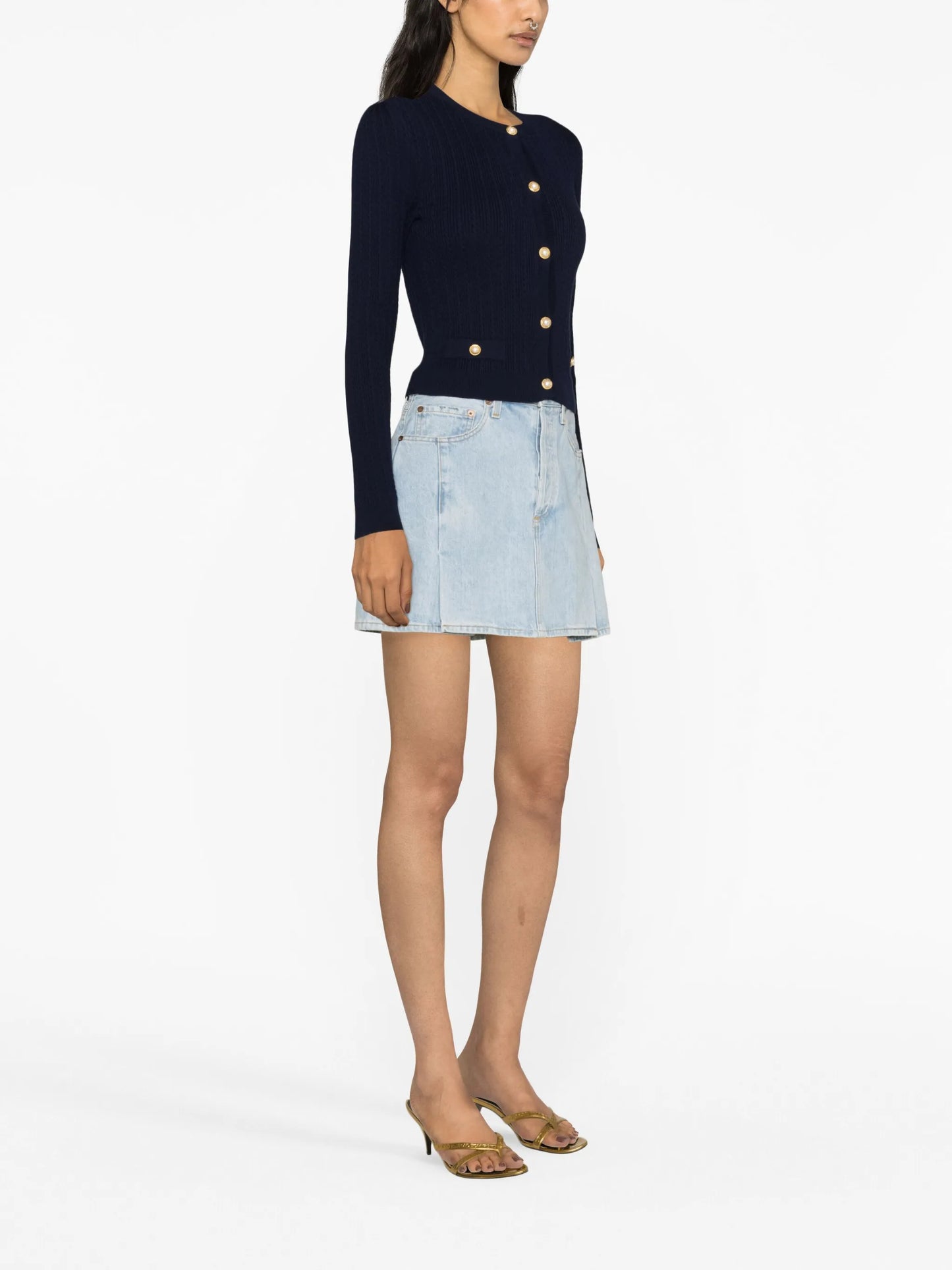 frilled-collar cardigan