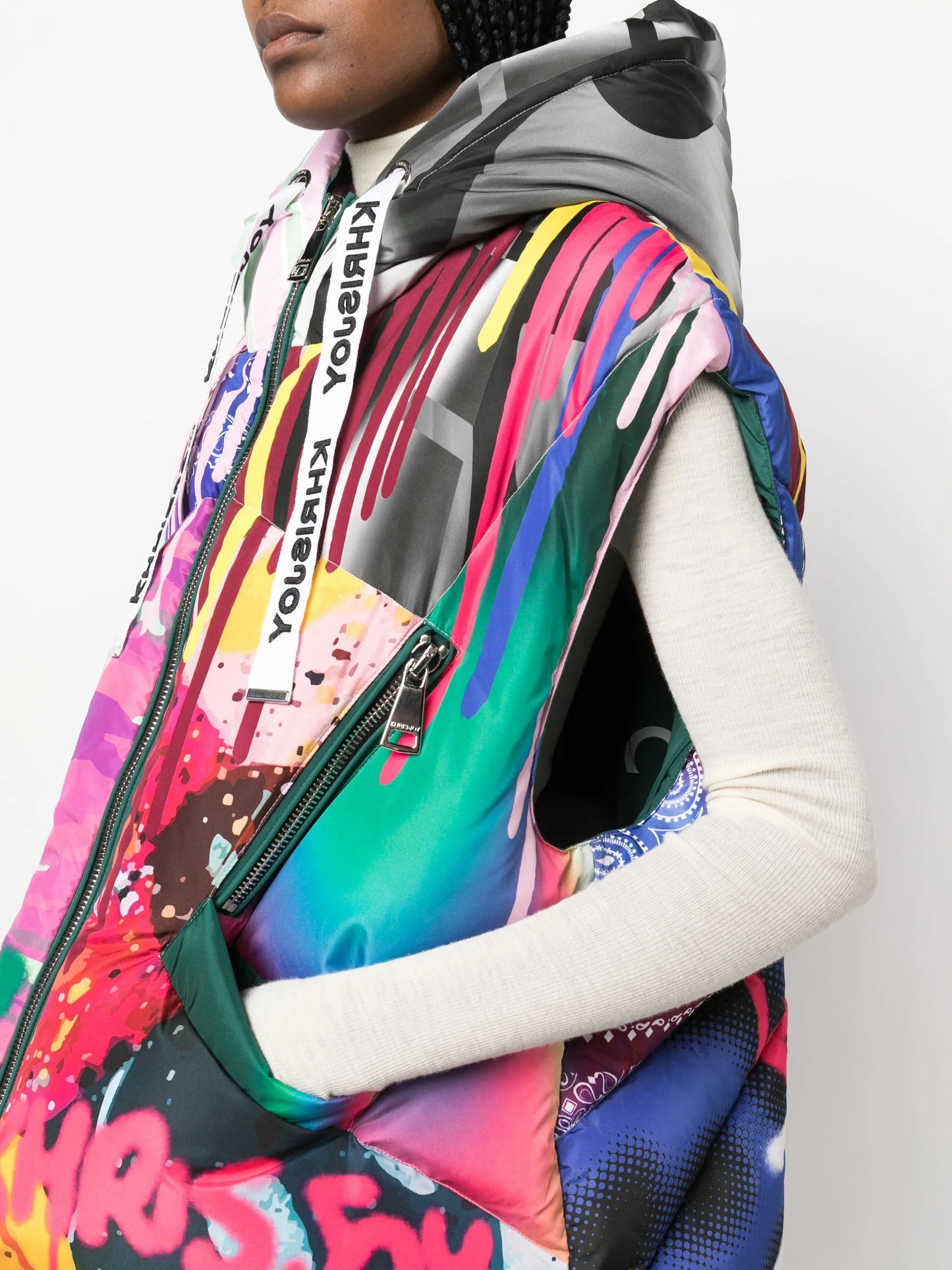 Iconic graffiti-print hooded gilet