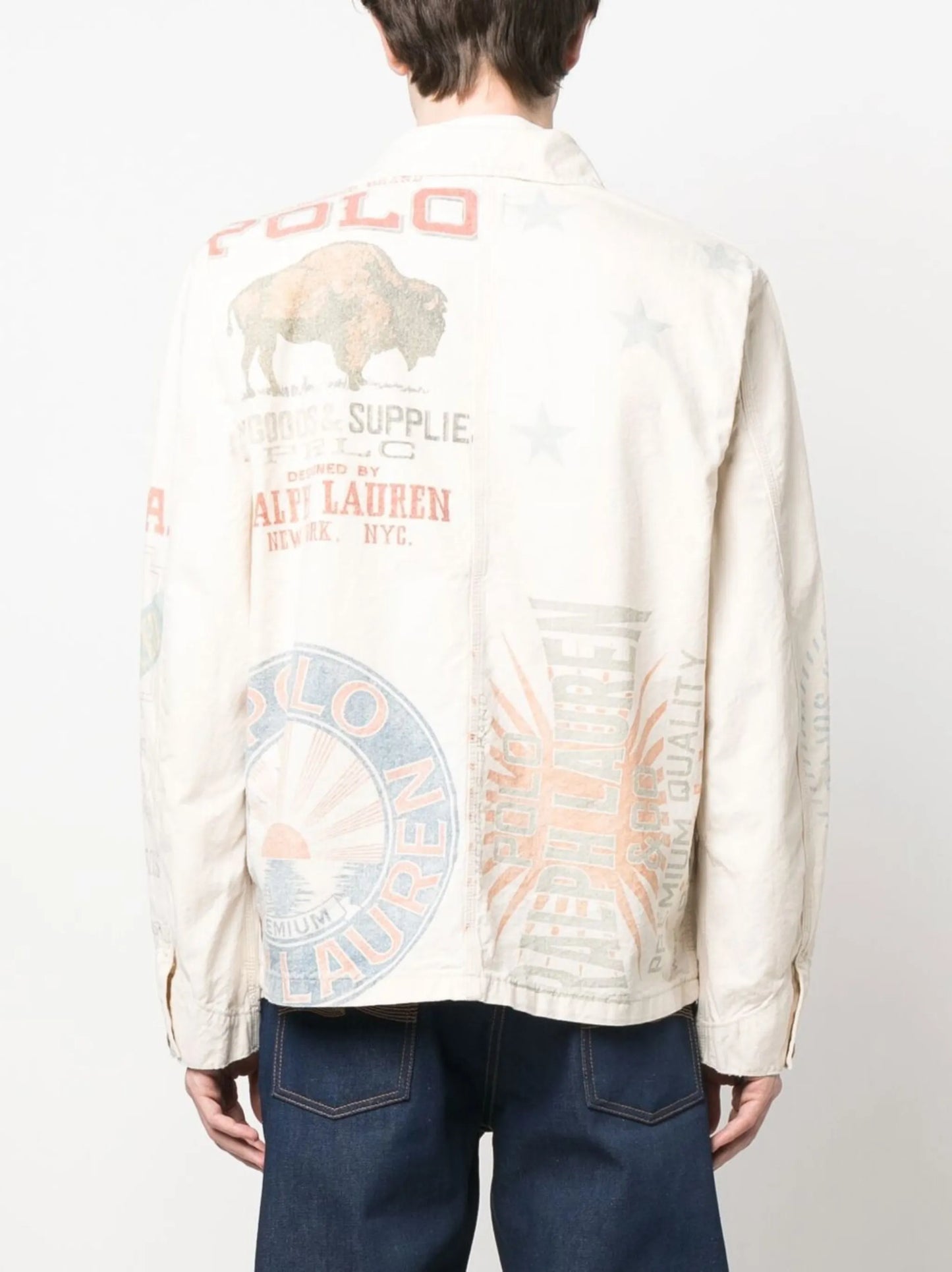 logo-print shirt jacket