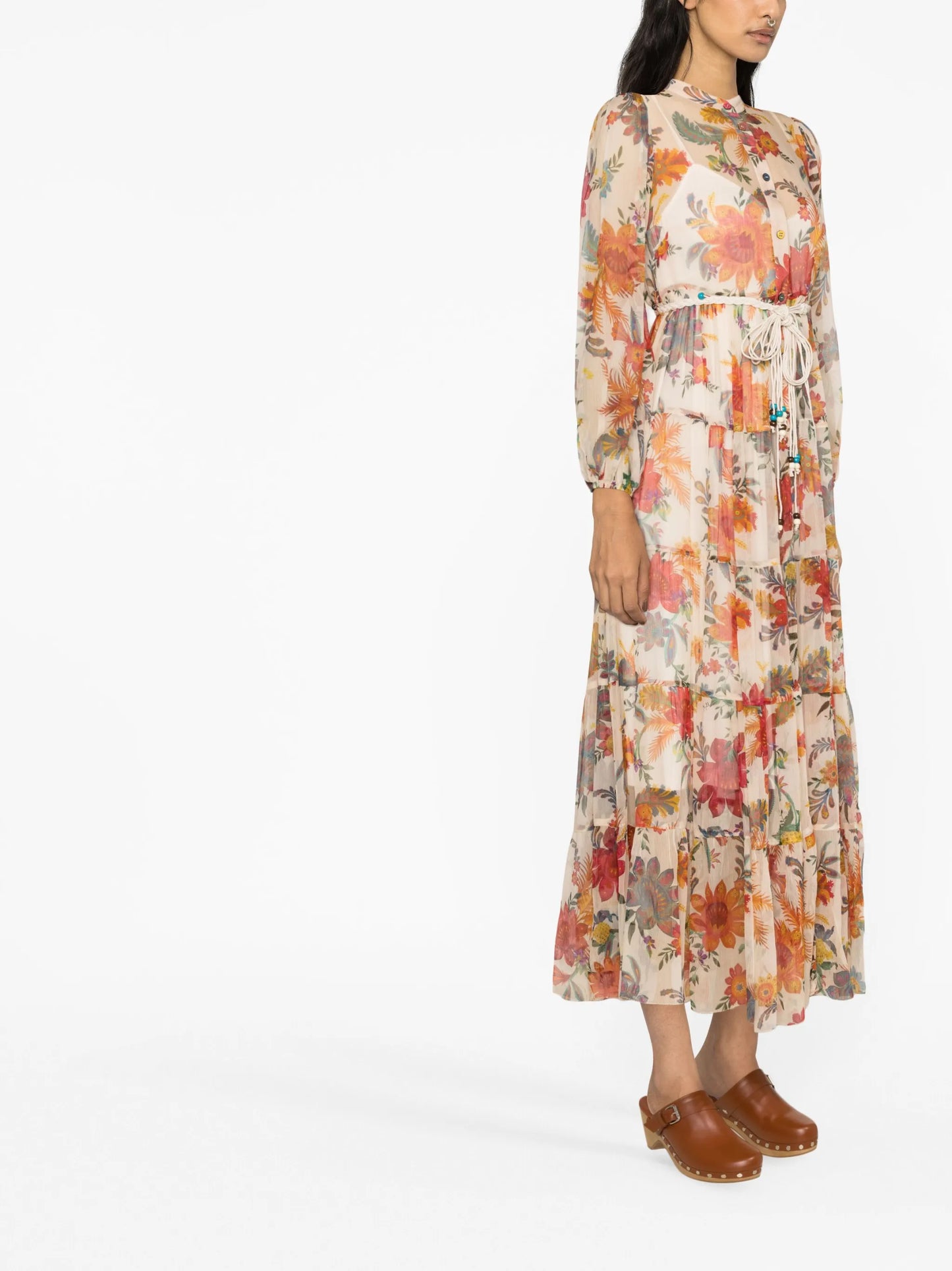 Ginger floral-print silk midi dress