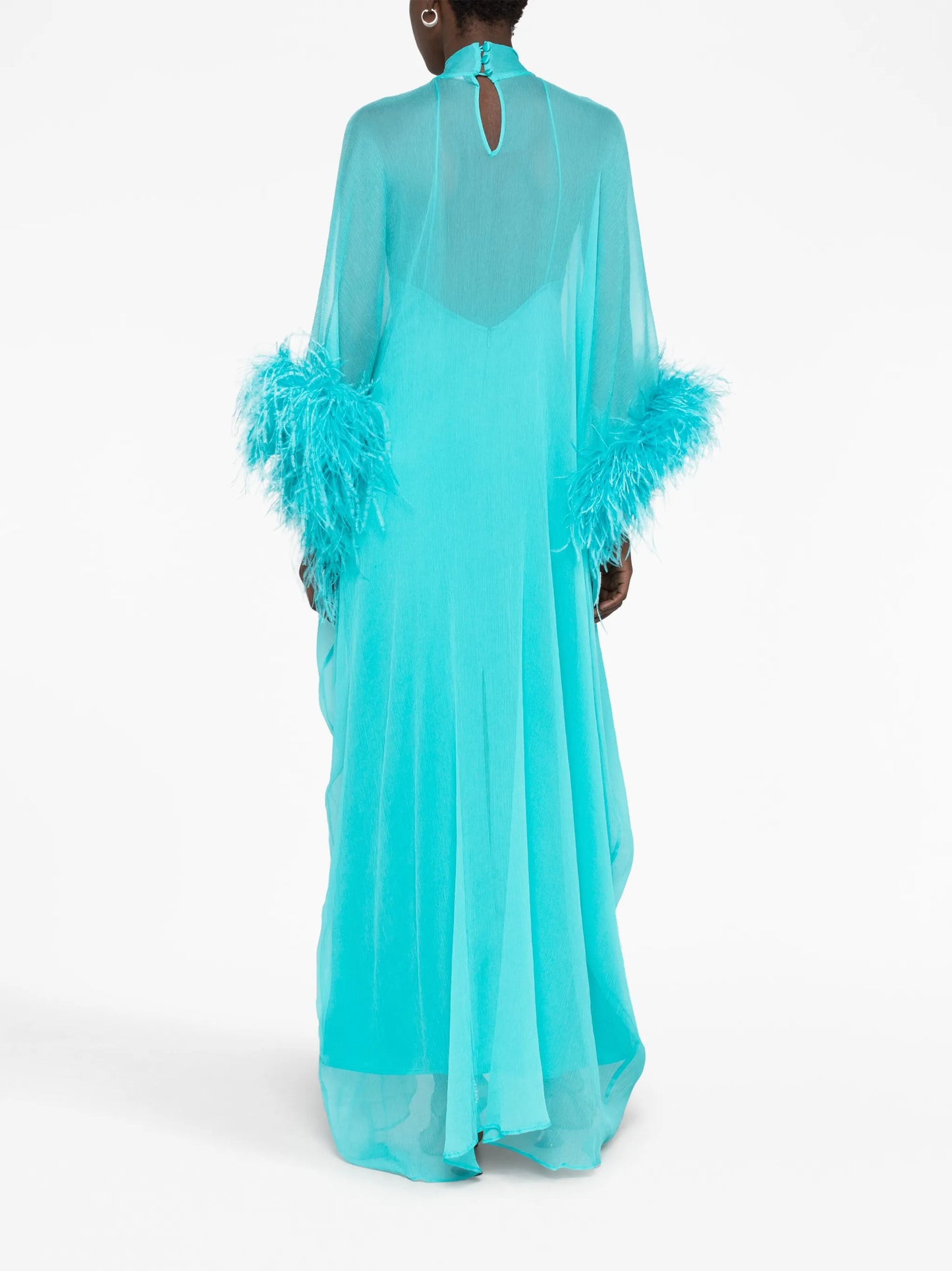 Penelope feather-trim maxi dress