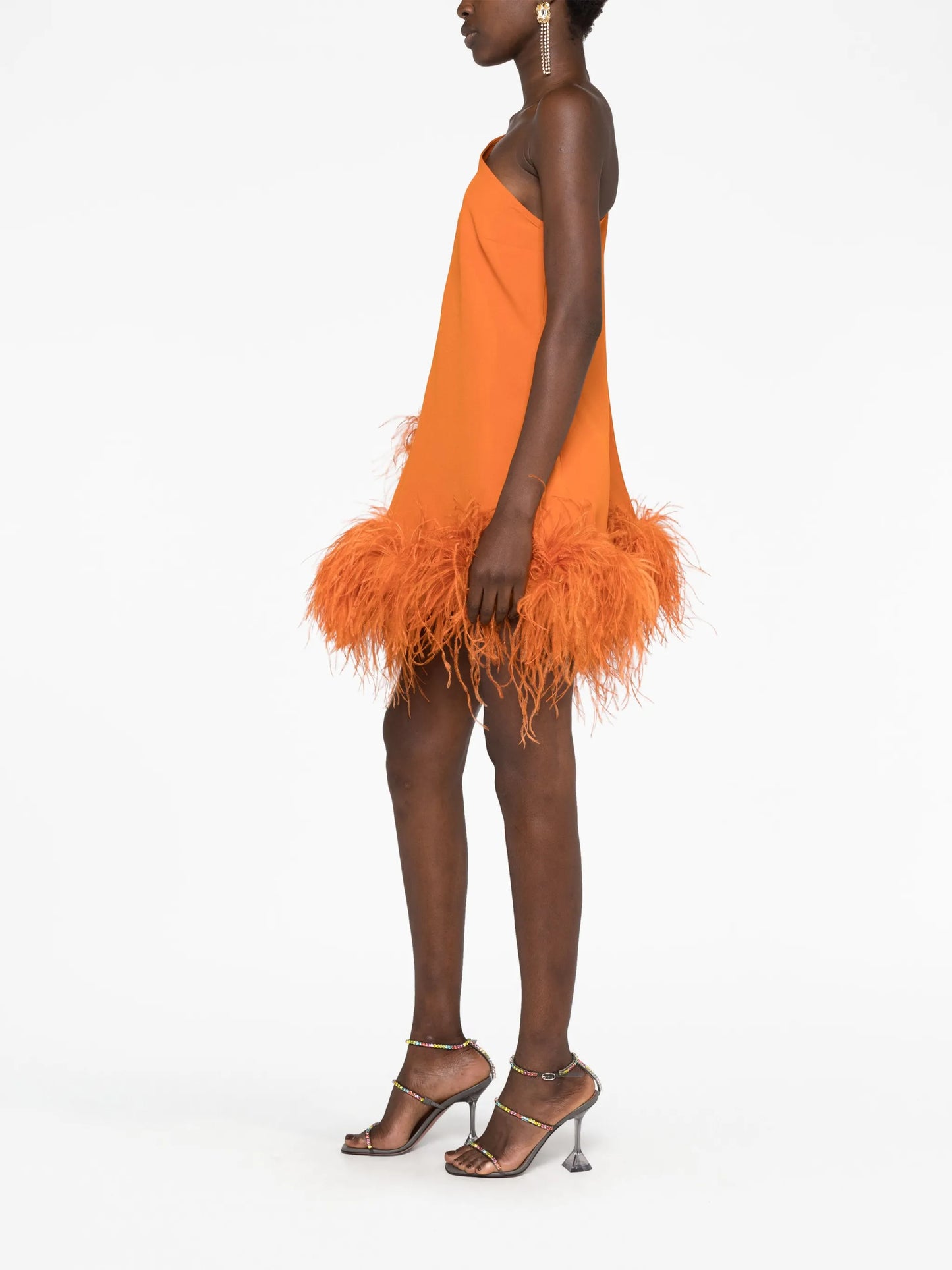 Piccolo Ubud feather-trim minidress