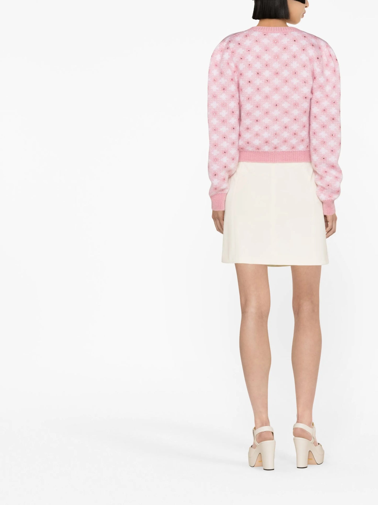 rhinestone-embellished gingham cardigan