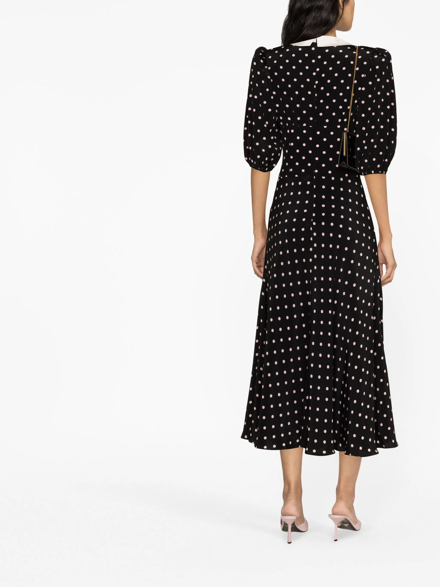 polka-dot silk midi dress