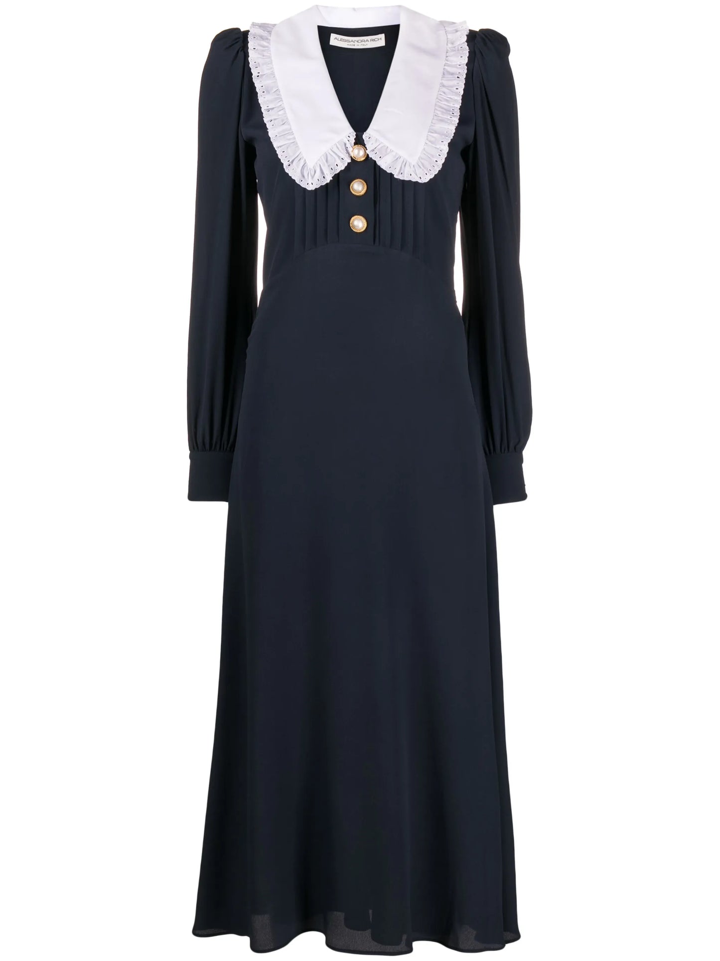 oversized-collar midi dress