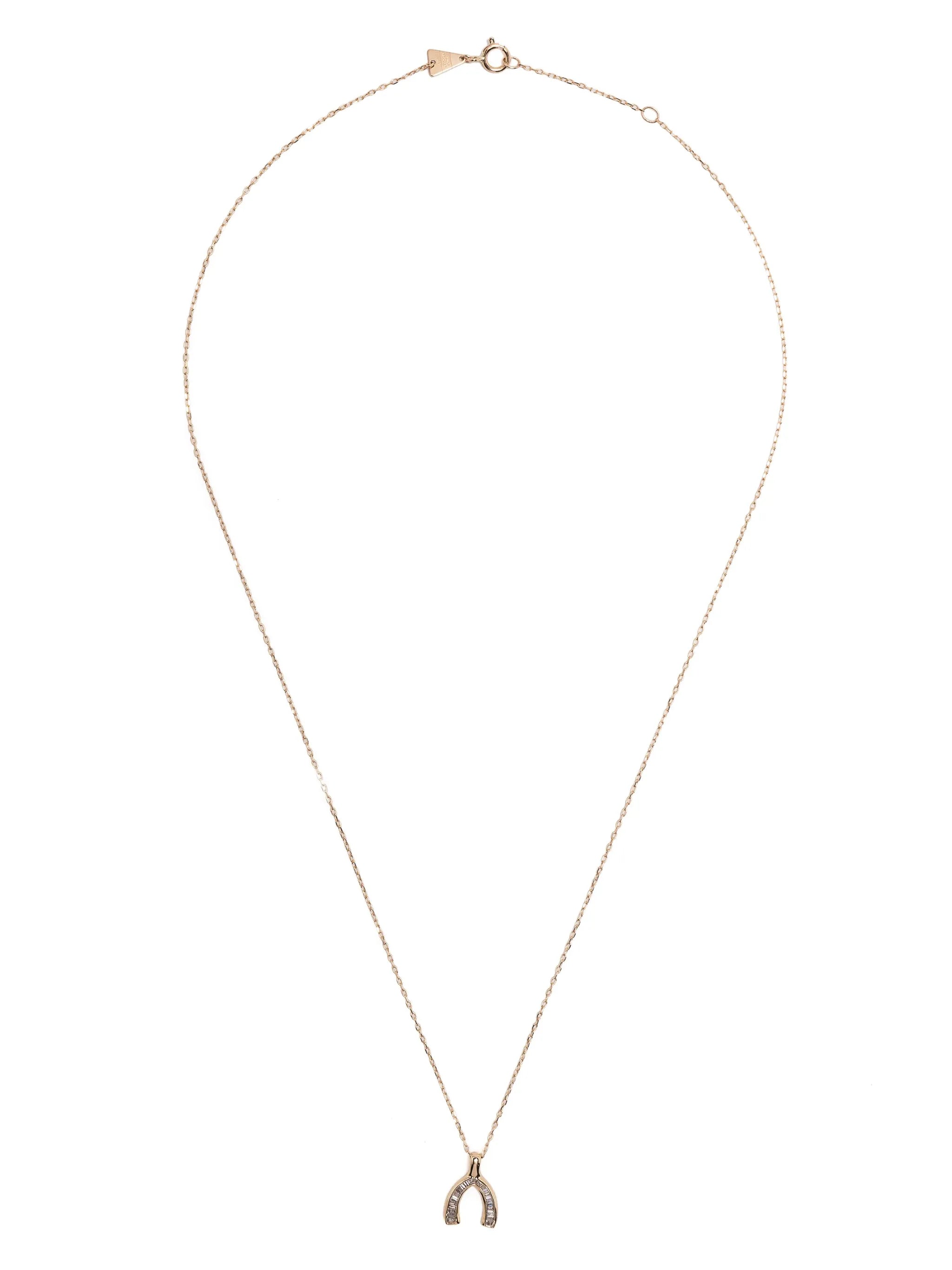 14kt yellow gold Wishbone diamond necklace