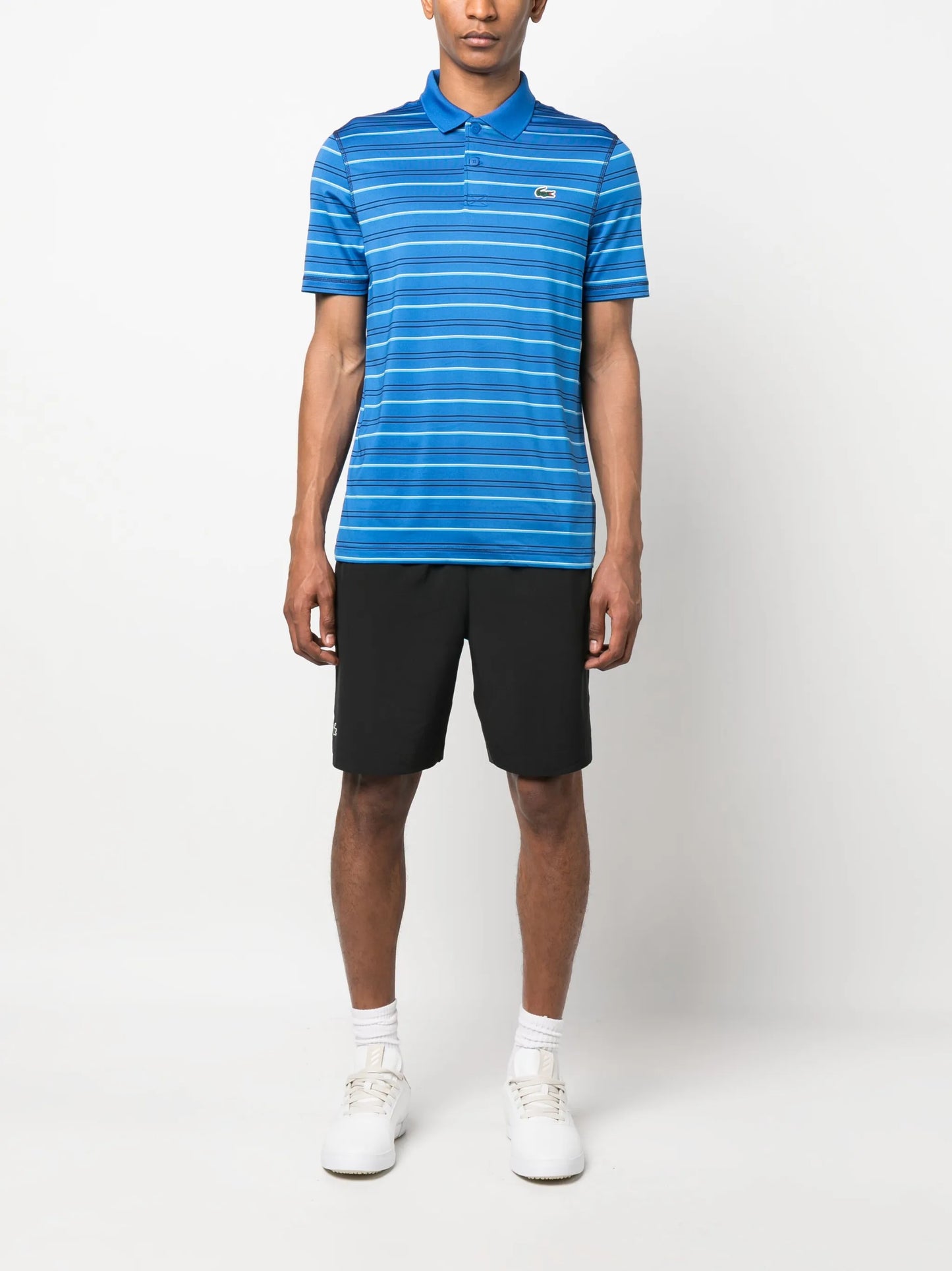 logo-patch striped polo shirt