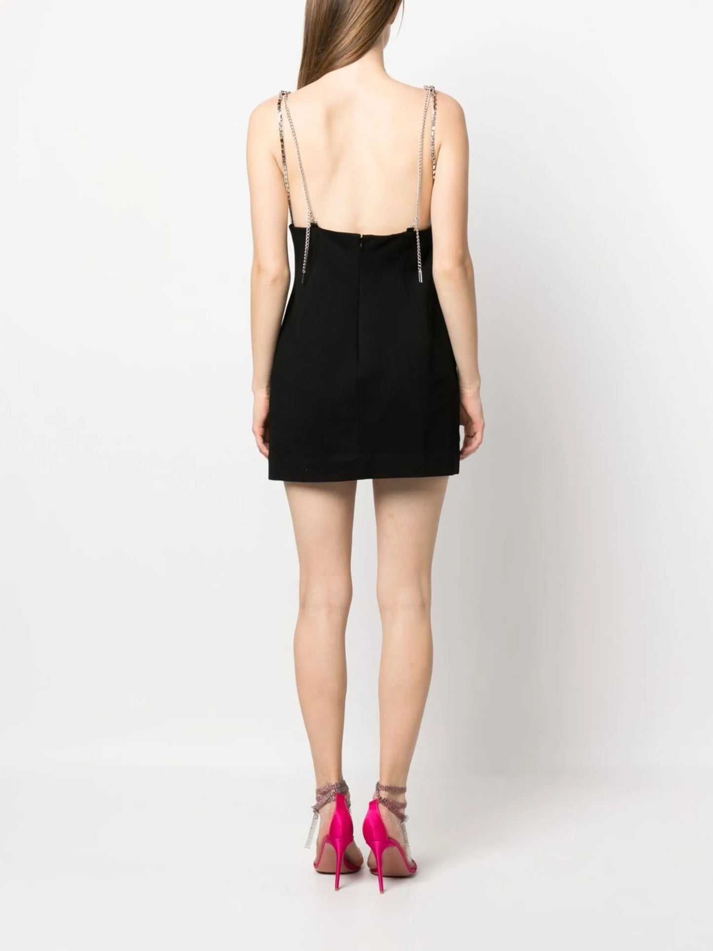 Deco Bow crystal-embellished minidress