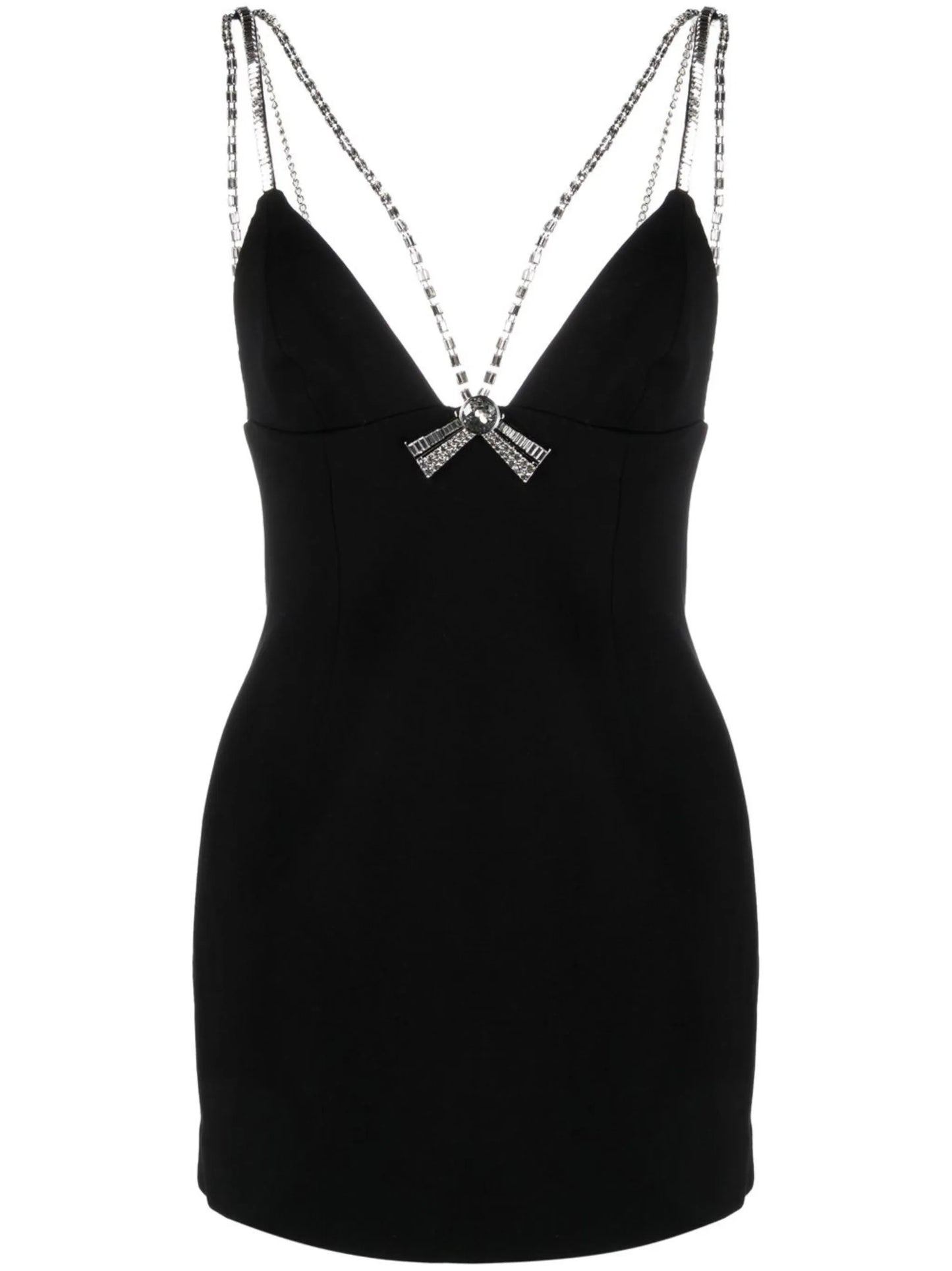 Deco Bow crystal-embellished minidress