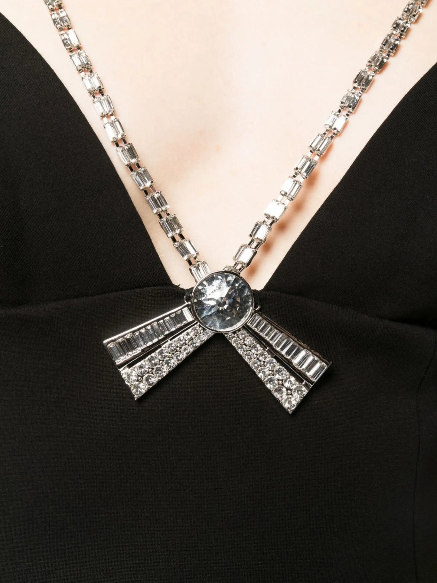Deco Bow crystal-embellished minidress