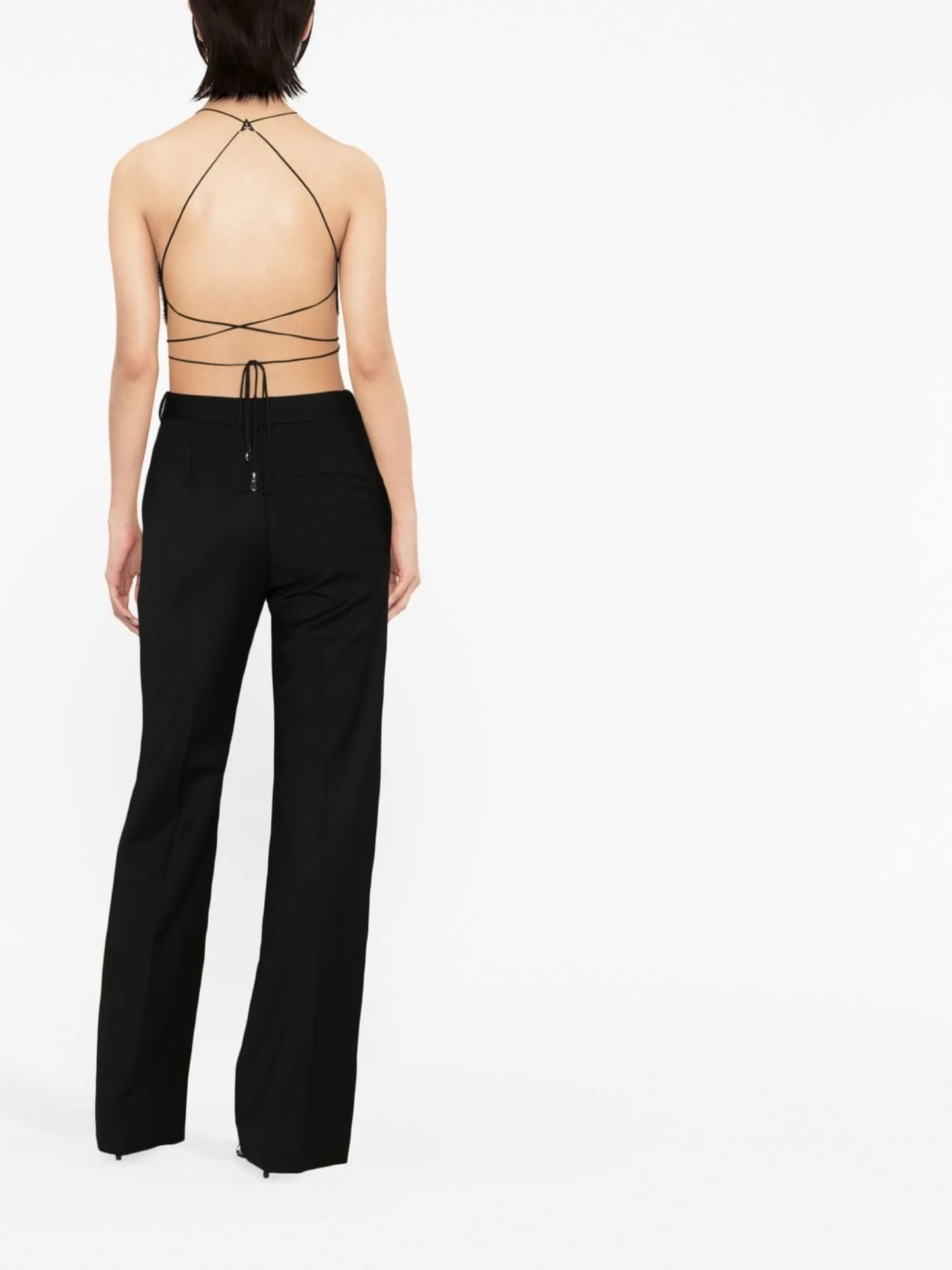 cut-out straight-leg trousers