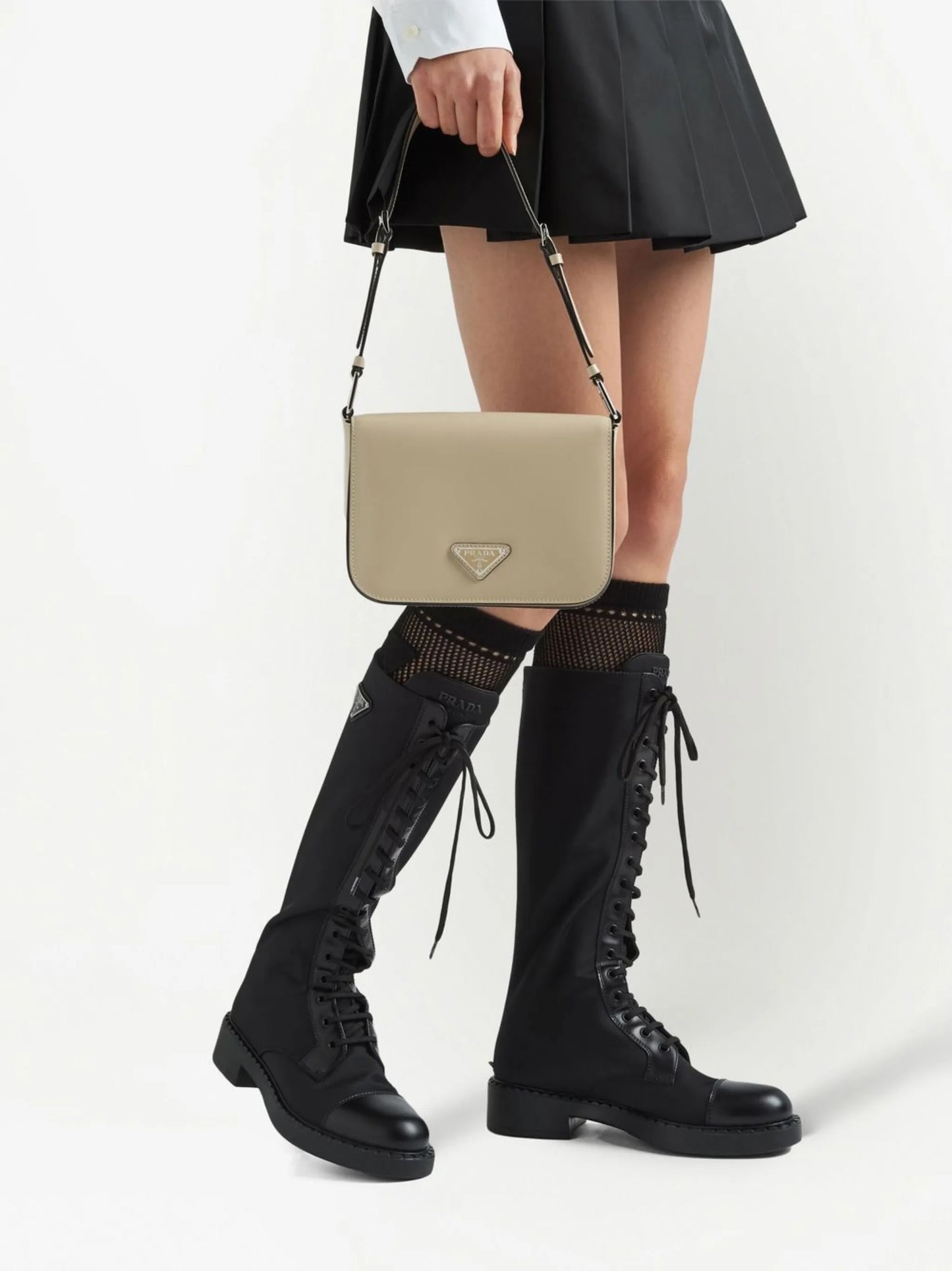 brushed leather lace-up boots