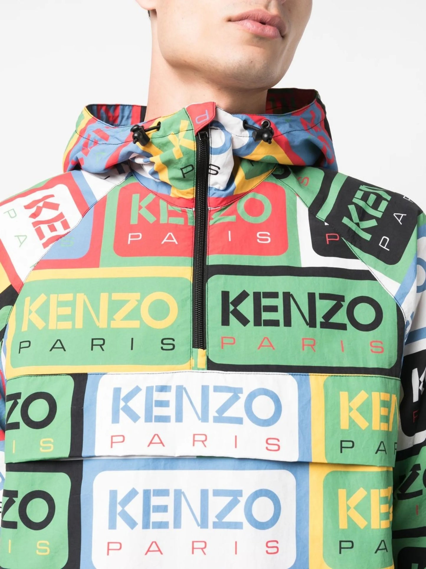 labl-print half-zip windbreaker
