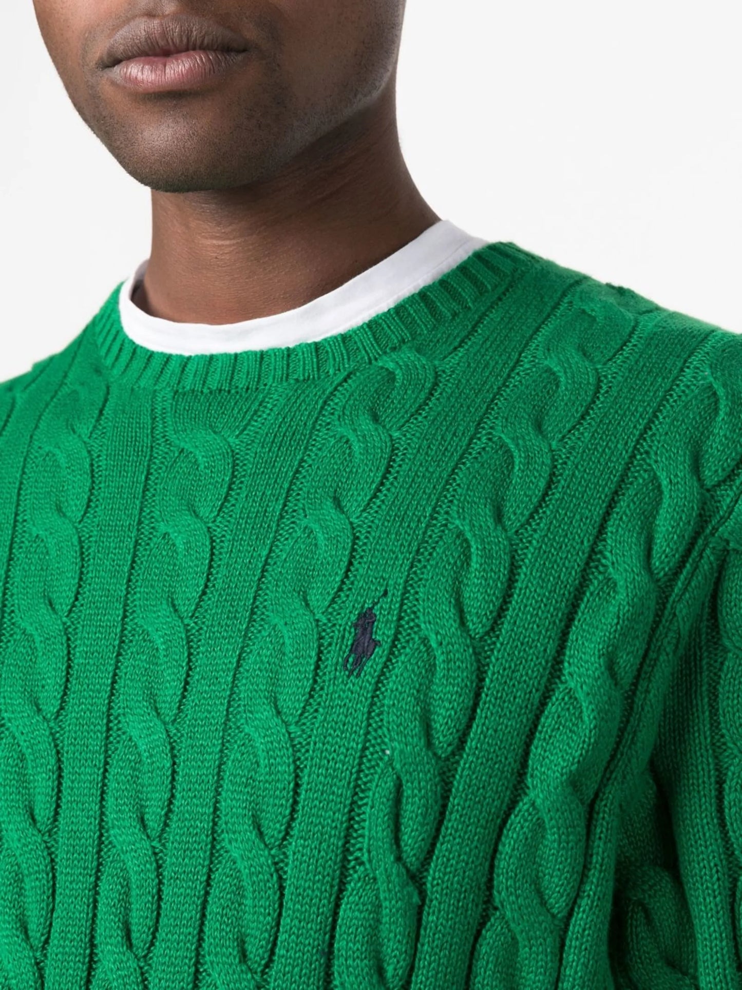 embroidered-logo cable-knit jumper