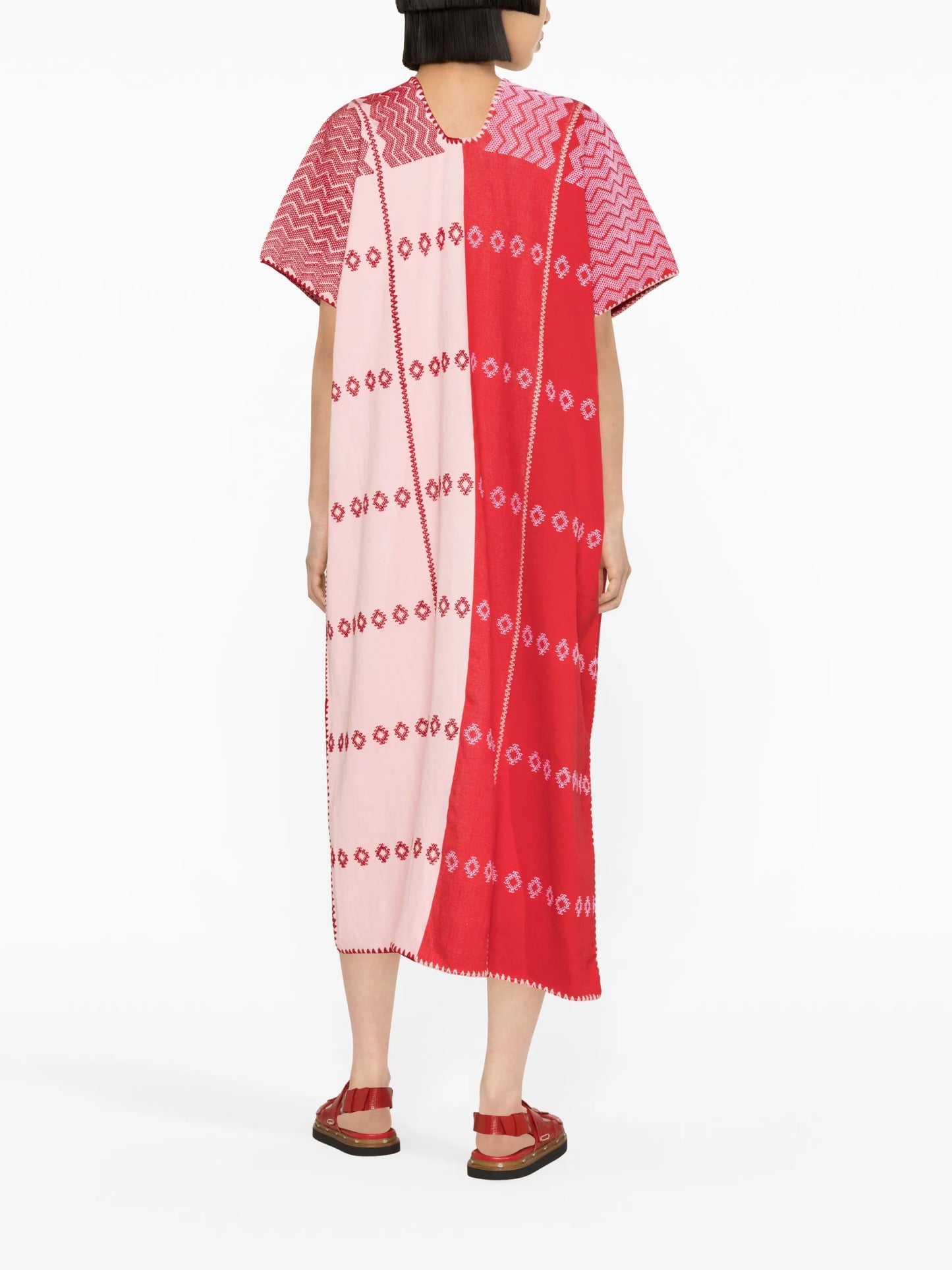 embroidered cotton midi dress