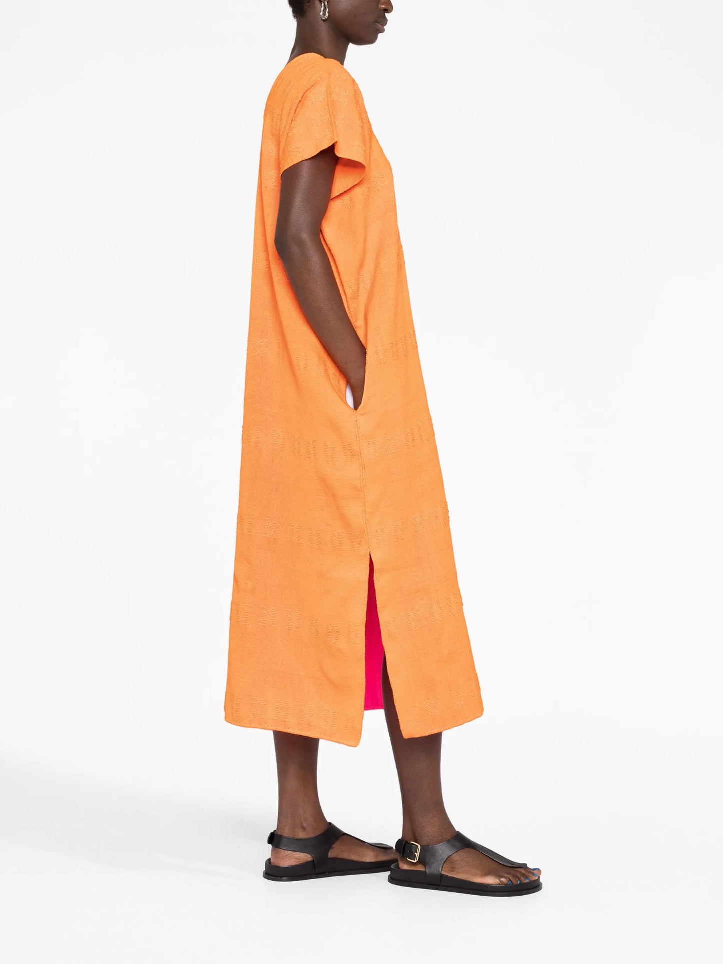 colour-block cotton midi dress