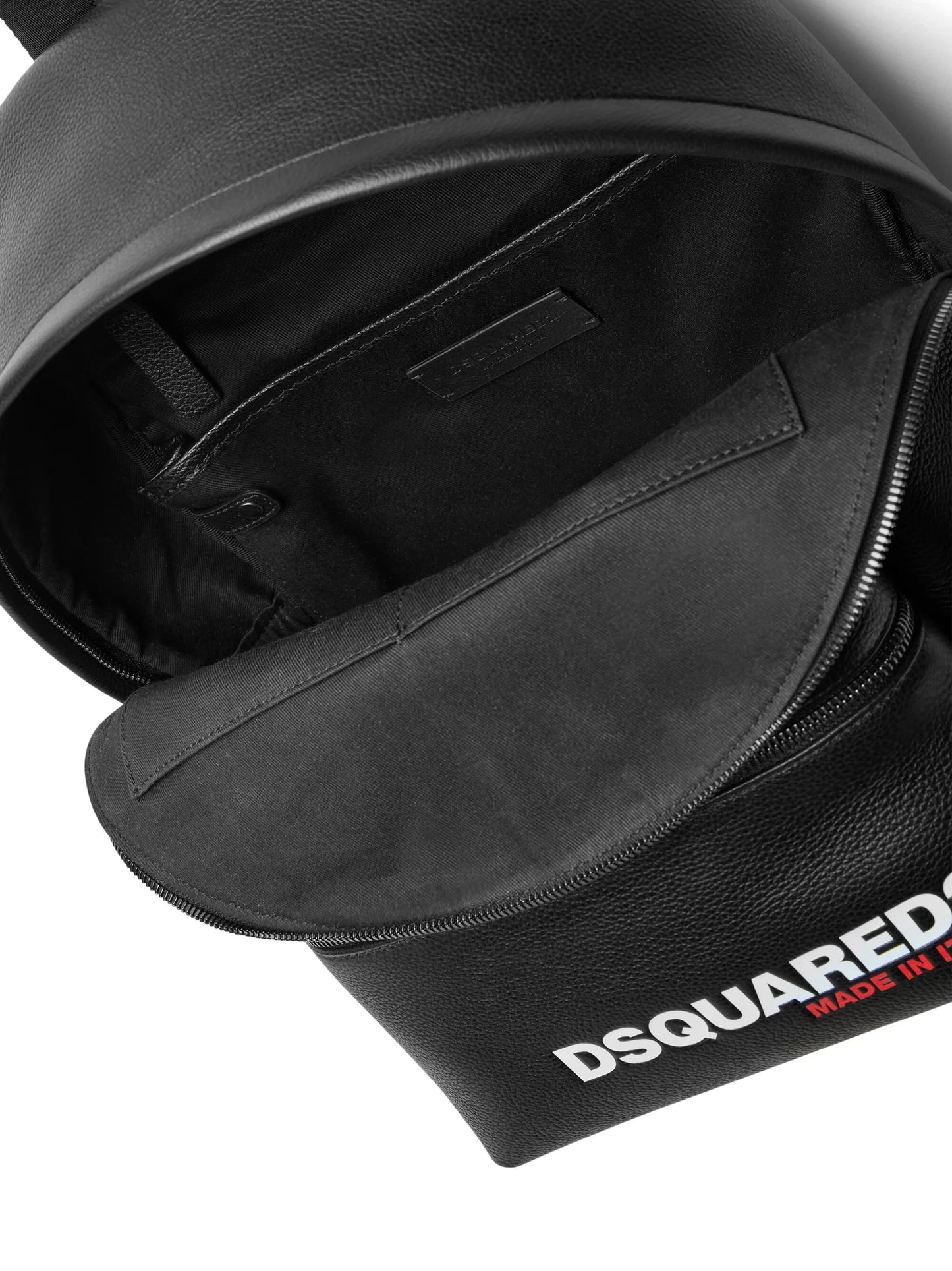 logo-print pebbled leather backpack